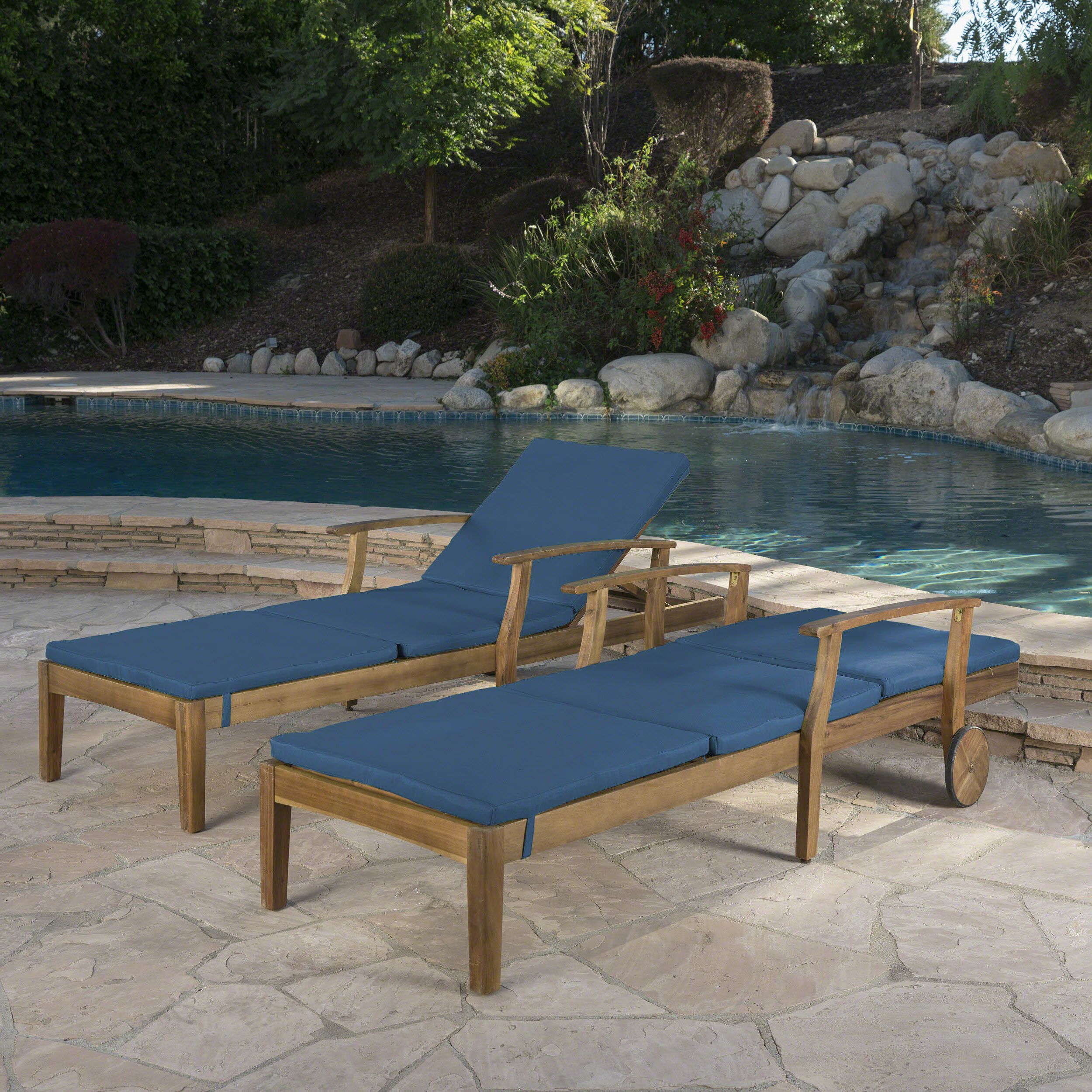 Outdoor Acacia Wood Chaise Lounges And Cushion Sets Throughout Best And Newest Mistana Antonia Reclining Chaise Lounge With Cushion (Photo 25 of 25)