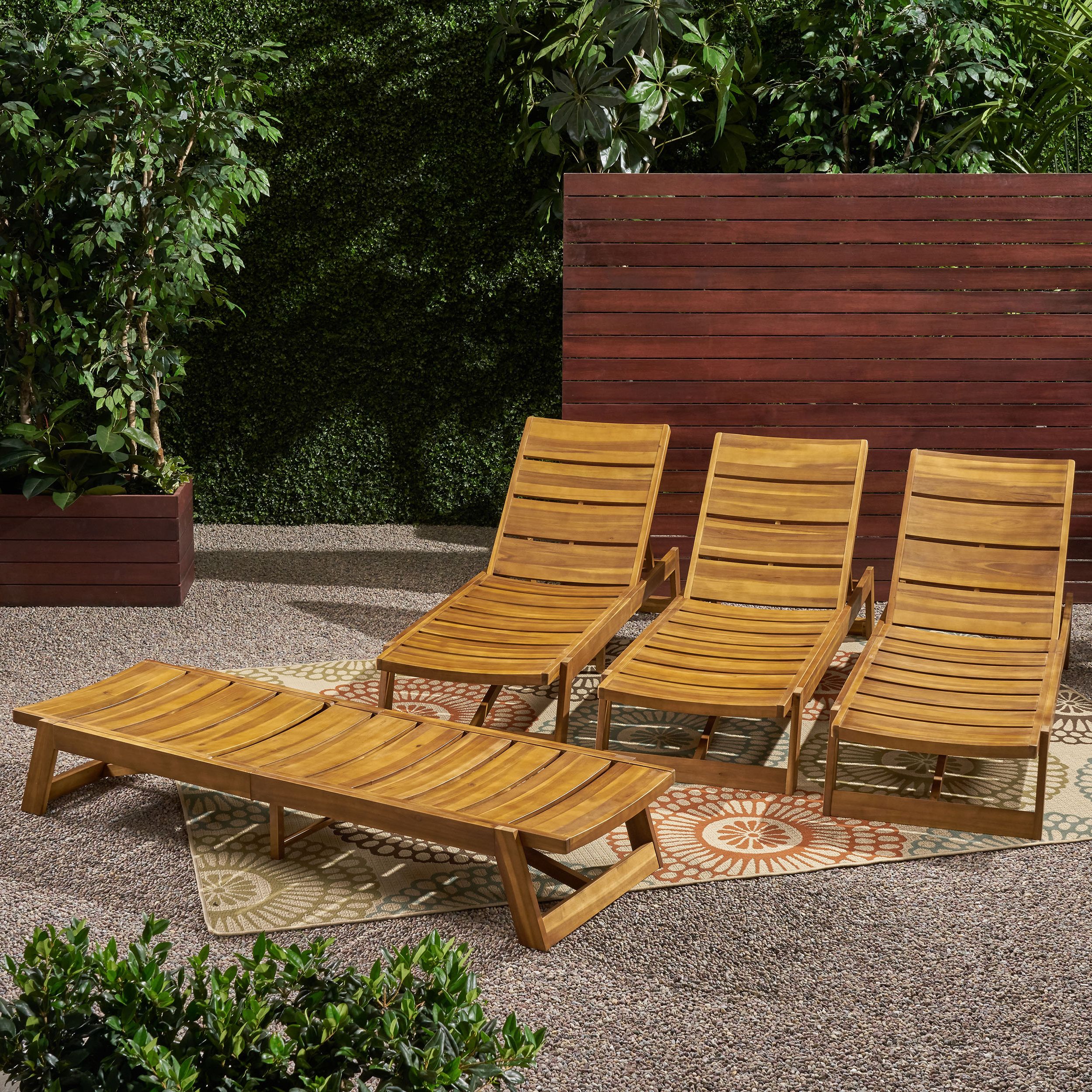 Outdoor Acacia Wood Chaise Lounges And Cushion Sets With Latest Details About Melissa Outdoor Acacia Wood Chaise Lounge (set Of 4) (View 14 of 25)