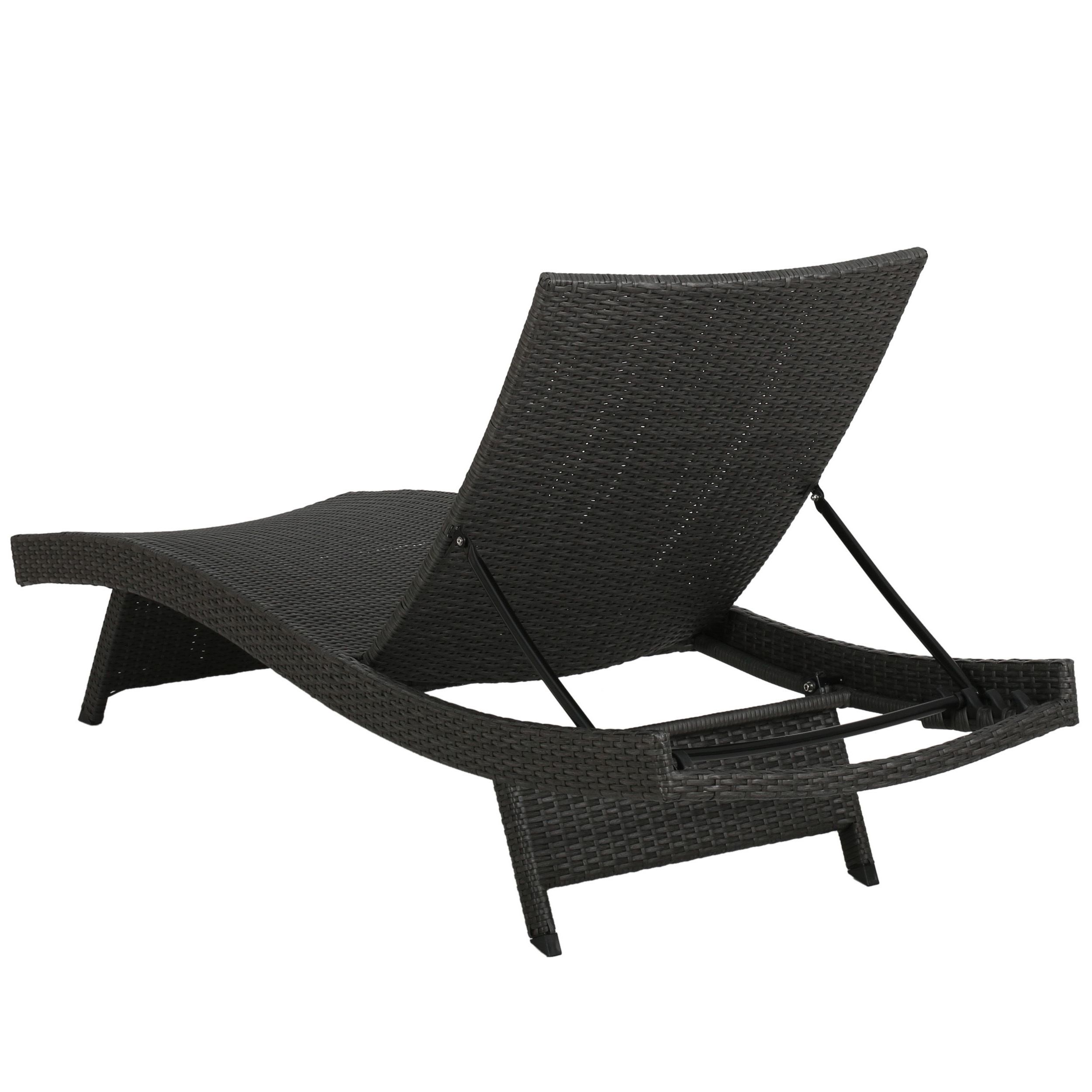 Outdoor Grey Wicker Chaise Lounge (set Of 4) – Walmart In Most Current Hampton Outdoor Chaise Lounges Acacia Wood And Wicker (View 21 of 25)
