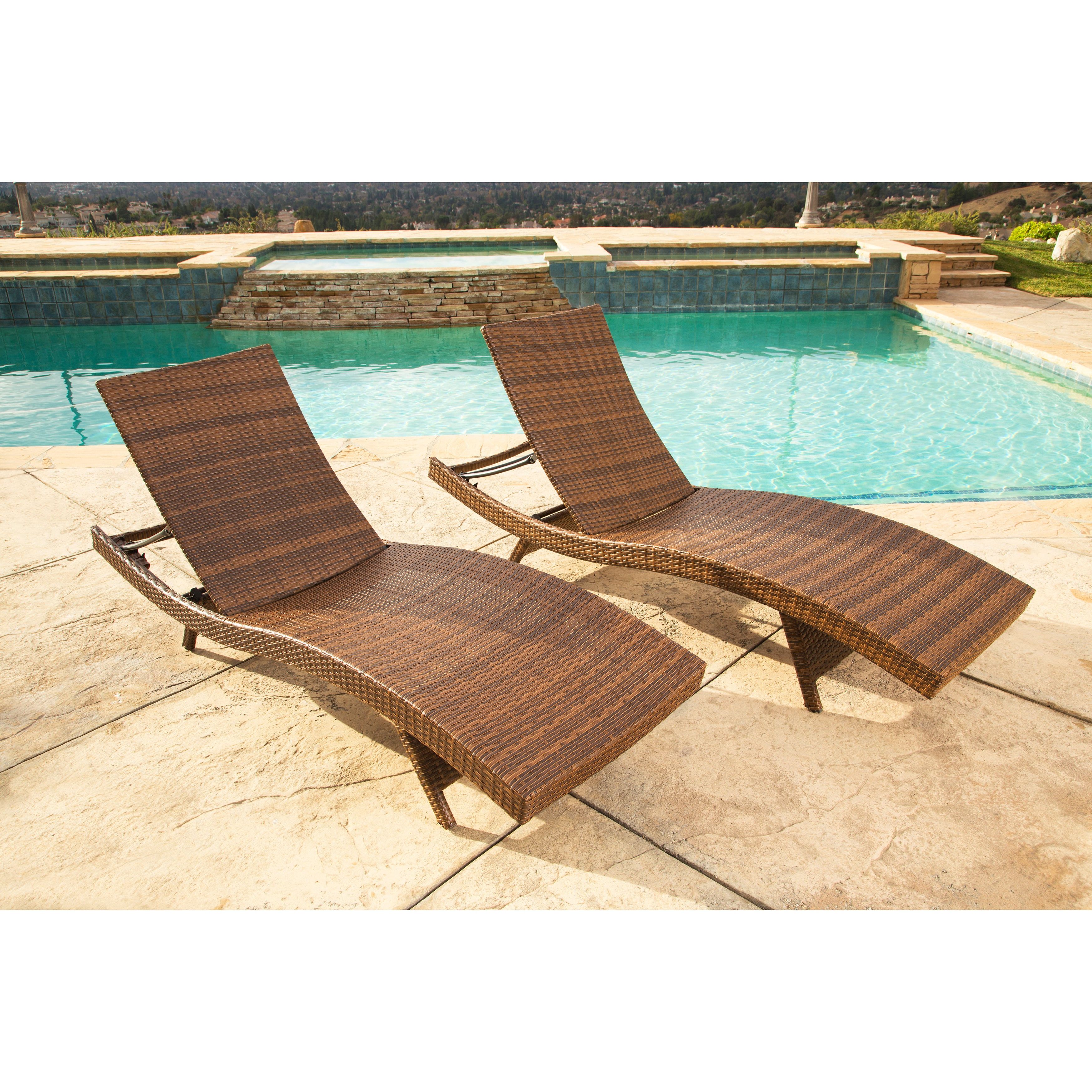 Outdoor Wicker Chaise Lounge Chairs With Regard To Most Popular Abbyson Palermo Outdoor Brown Wicker Chaise Lounge (set Of 2) (View 1 of 25)
