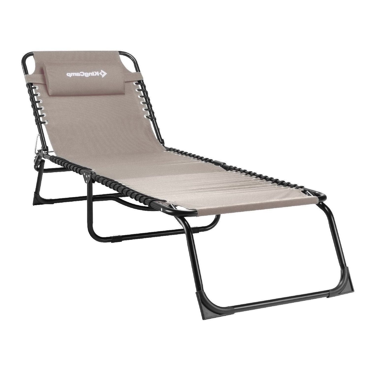 Patio Lounge Chair 3 Reclining Positions Steel Frame 600d Oxford Folding  Camping Cot Chaise Bed Within Newest Foldable Camping And Lounge Chairs (View 14 of 25)