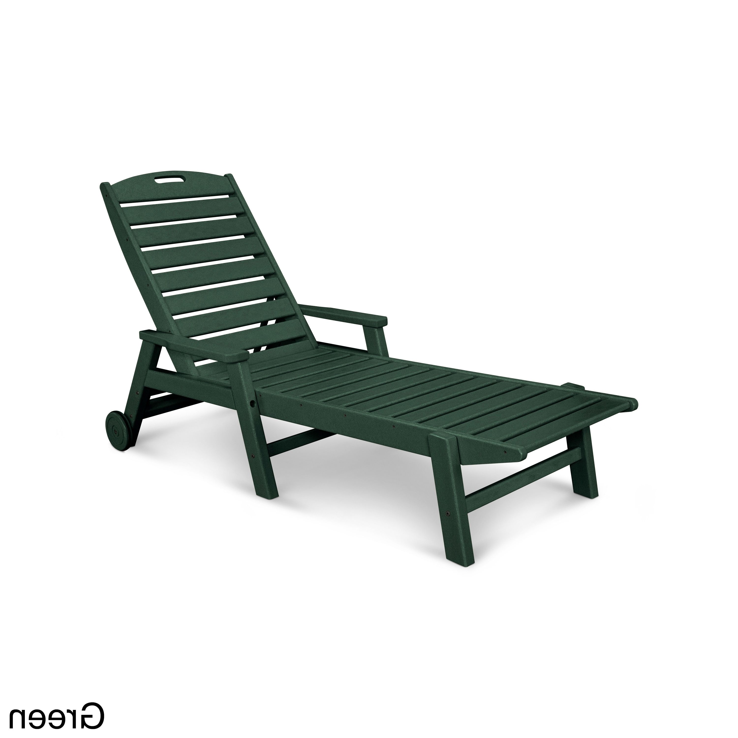 Polywood® Nautical Stackable Wheeled Chaise With Arms Regarding Trendy Stackable Nautical Outdoor Chaise Lounges (View 9 of 25)