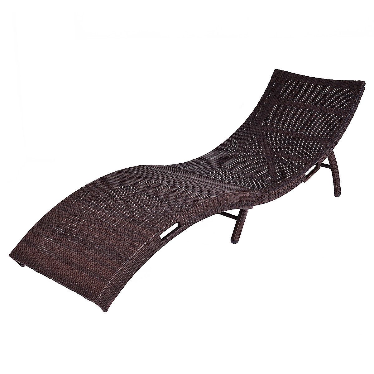 Popular Costway Mix Brown Folding Patio Rattan Chaise Lounge Chair Outdoor  Furniture Pool Side With Regard To Curved Folding Chaise Loungers (View 7 of 25)
