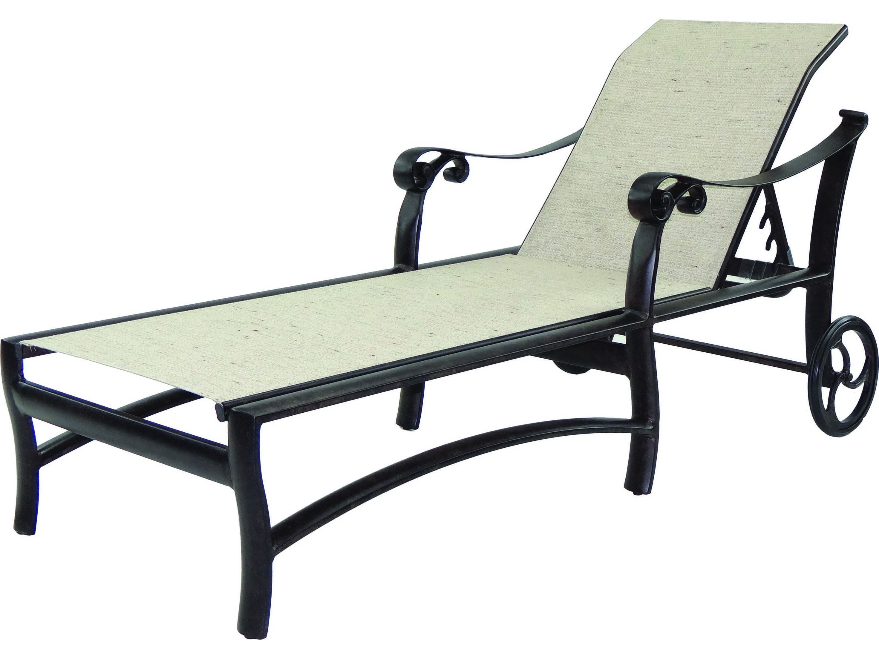 Popular Outdoor Aluminum Adjustable Chaise Lounges Regarding Castelle Bellanova Sling Cast Aluminum Adjustable Chaise Lounge With Wheels (View 15 of 25)