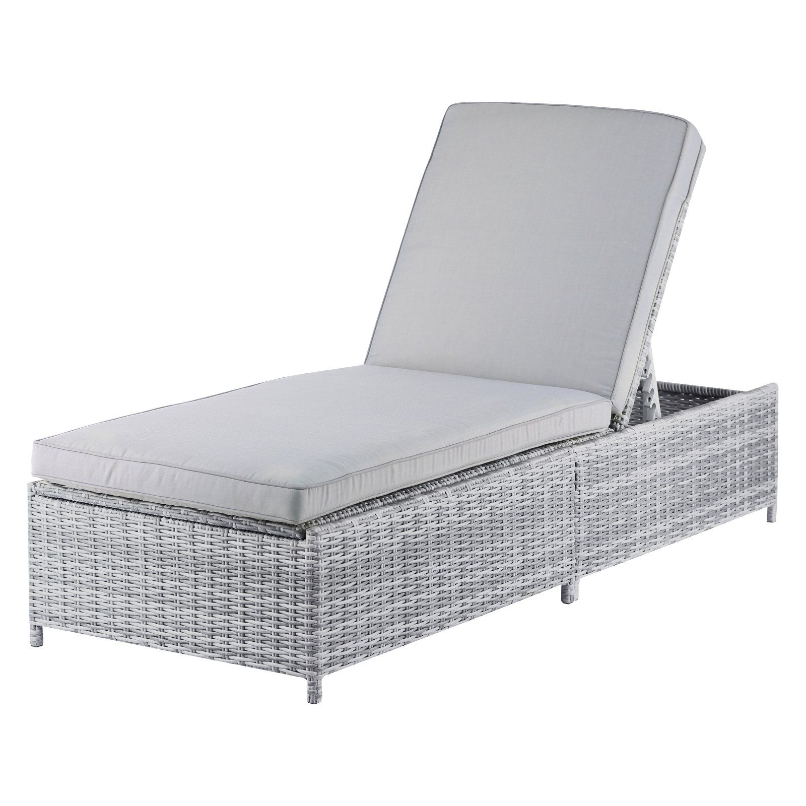 Popular Resin Wicker Aluminum Multi Position Chaise Lounges Within Elle Decor Vallauris Wicker Patio Storage Chaise Lounge (View 13 of 25)