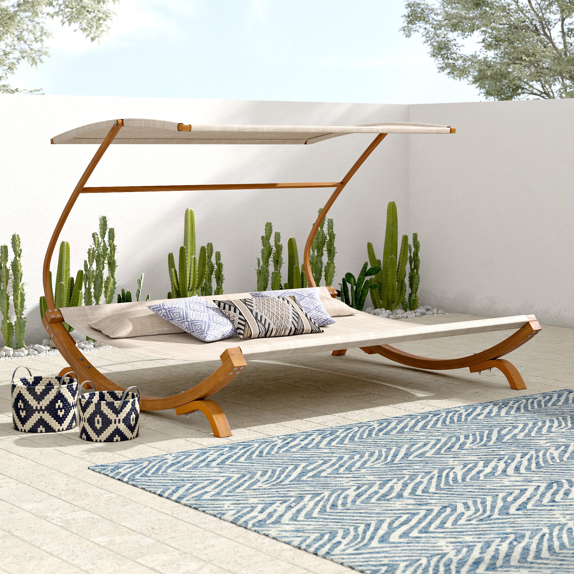 Popular Tillis Double Teak Chaise Lounge With Cushion With Regard To Cape Coral Outdoor Chaise Lounges With Cushion (View 23 of 25)