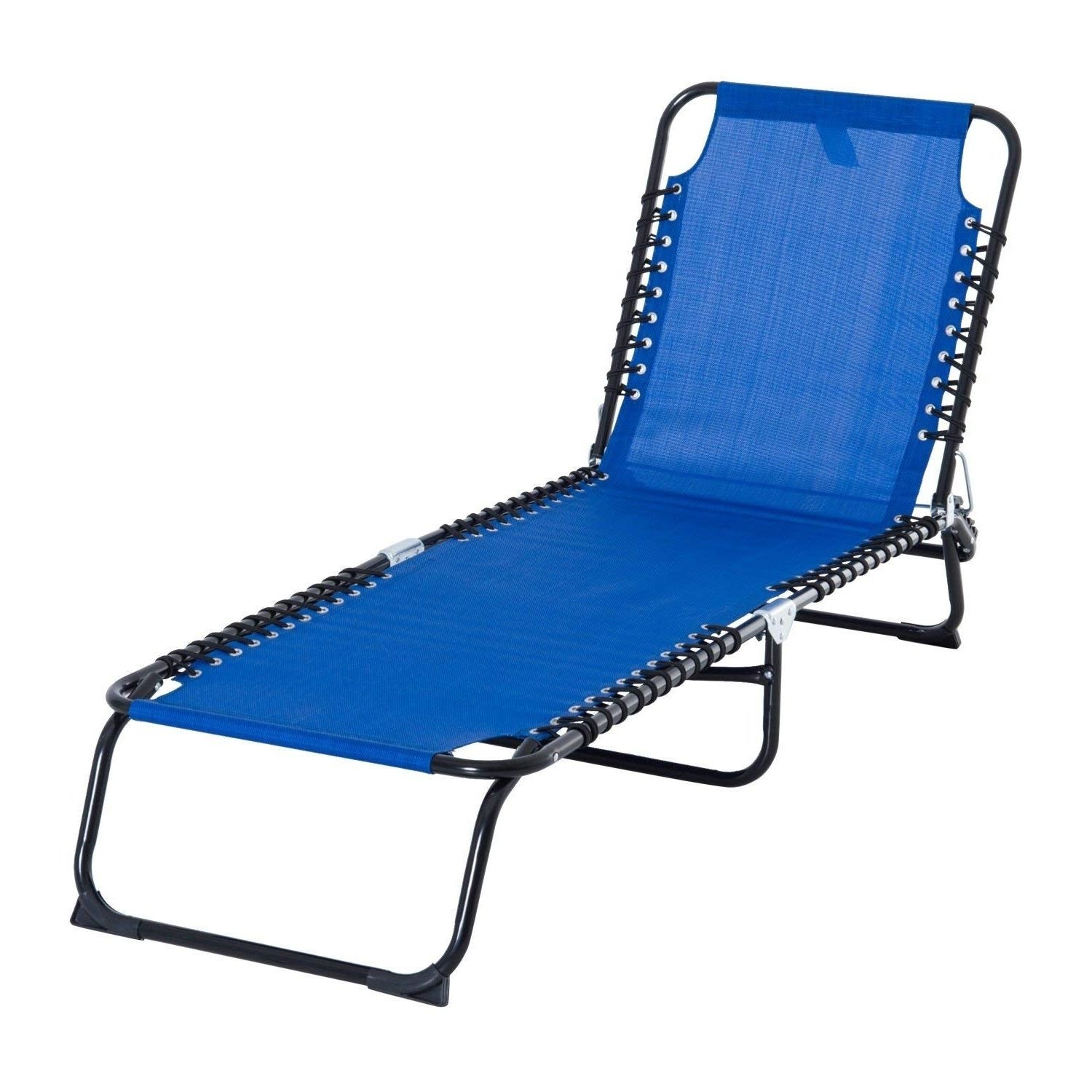 Portable Reclining Beach Chaise Lounge Folding Chairs Intended For Most Recently Released Outsunny 3 Position Portable Reclining Beach Chaise Lounge Folding Chair  Outdoor Patio – Light Blue (View 4 of 25)