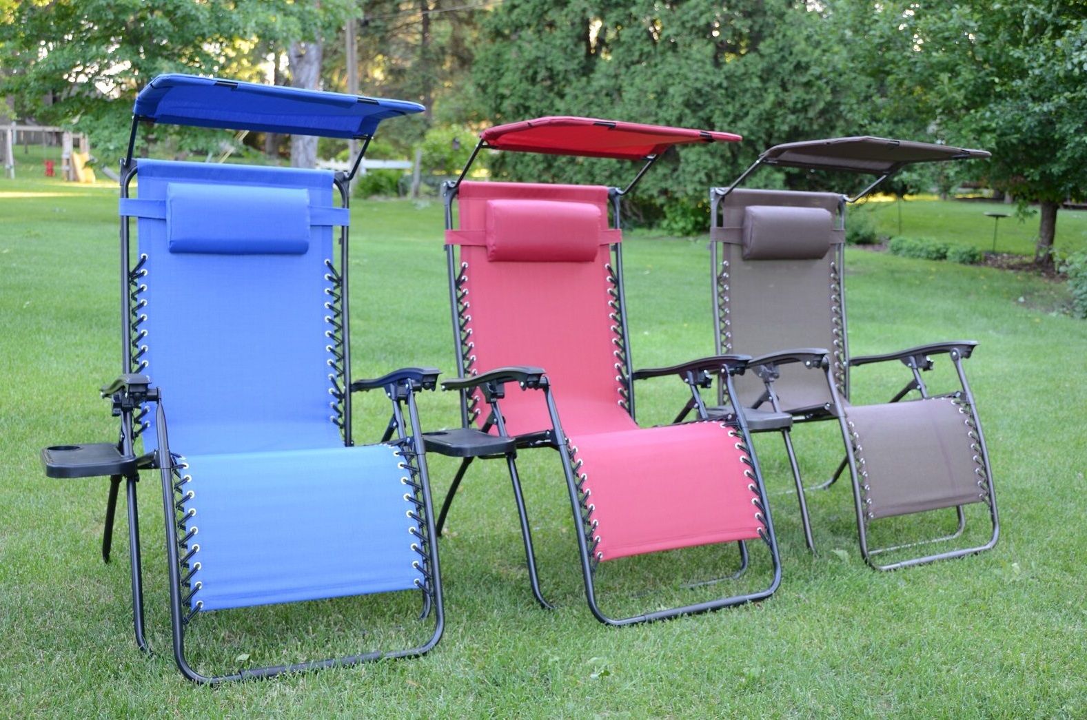 Recent Garden Oversized Chairs With Sunshade And Drink Tray Regarding Deluxe Oversized Extra Large Zero Gravity Chair With Canopy + Detachable  Tray (View 6 of 25)