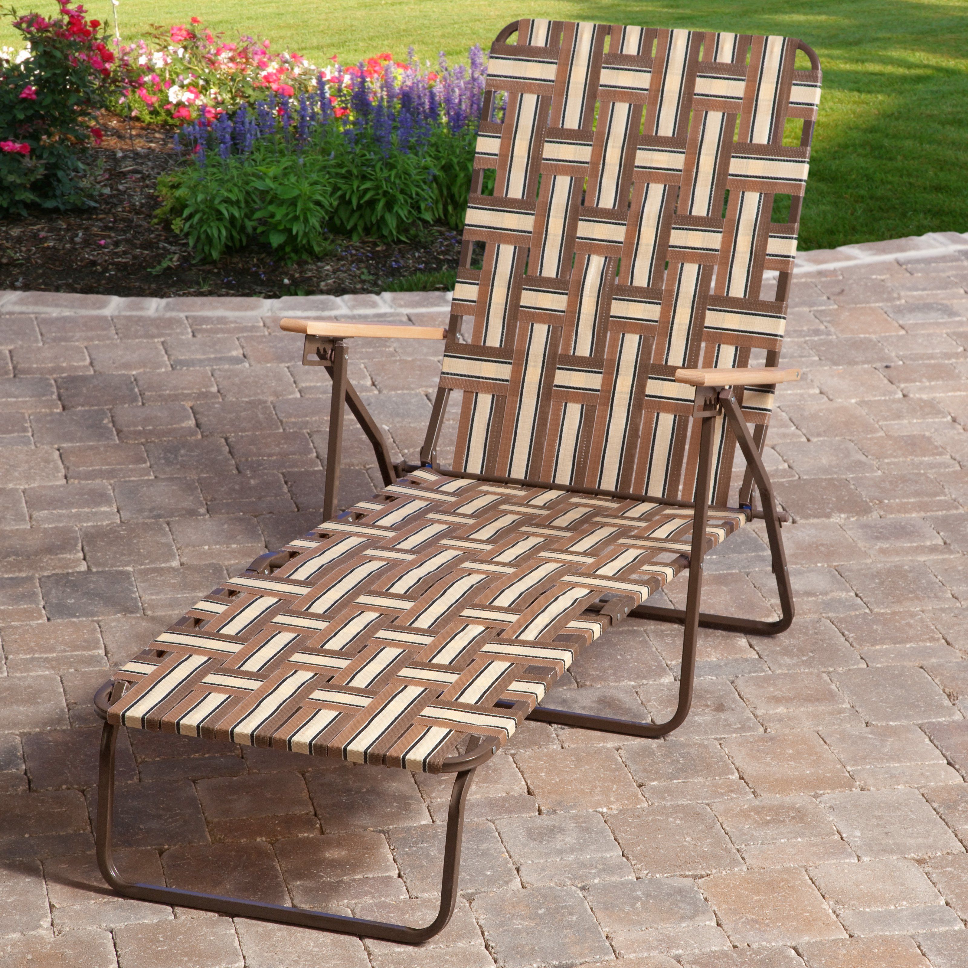 Rio Deluxe Folding Web Chaise Lounge – Walmart With Most Recently Released Brown Folding Patio Chaise Lounger Chairs (View 5 of 25)