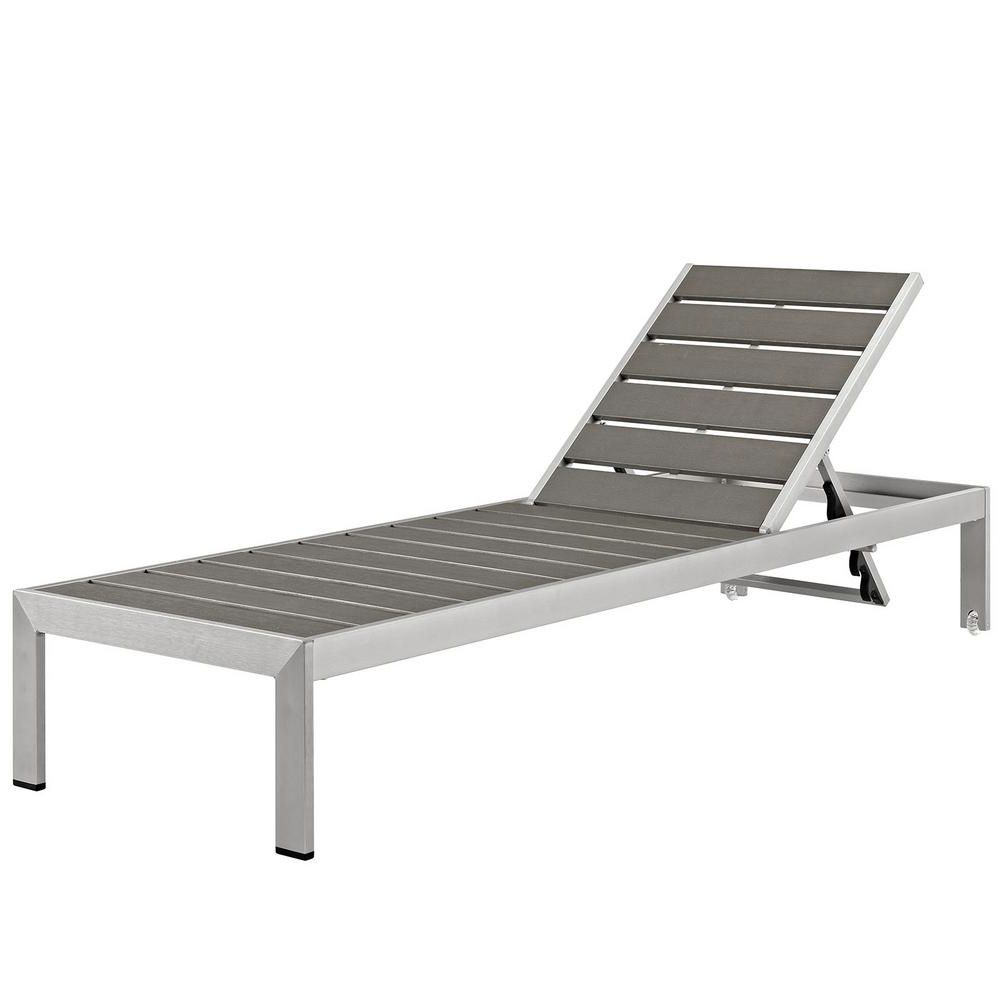 Shore Aluminum Outdoor Chaises Pertaining To Preferred Modway Shore Patio Aluminum Outdoor Chaise Lounge In Silver Gray (View 1 of 25)