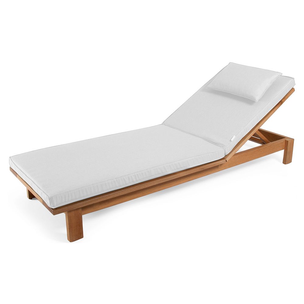 Teak Chaise Loungers Within Well Known Skanor Outdoor Sun Lounger – White Cushion, Teak (View 25 of 25)