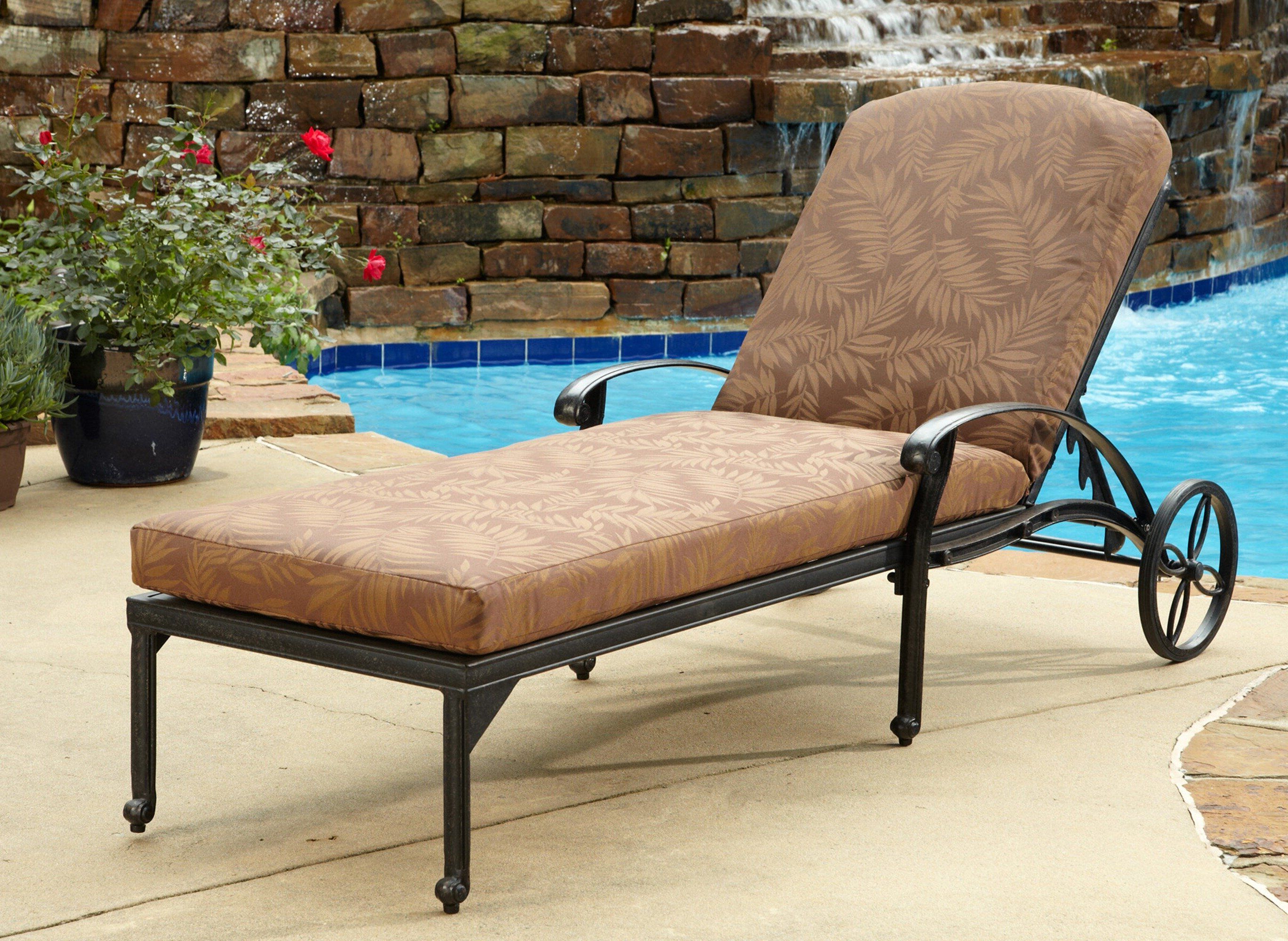 Trendy Lattice Outdoor Patio Pool Chaise Lounges With Wheels And Cushion Pertaining To One Allium Way Arrey Reclining Chaise Lounge With Cushion (Photo 12 of 25)