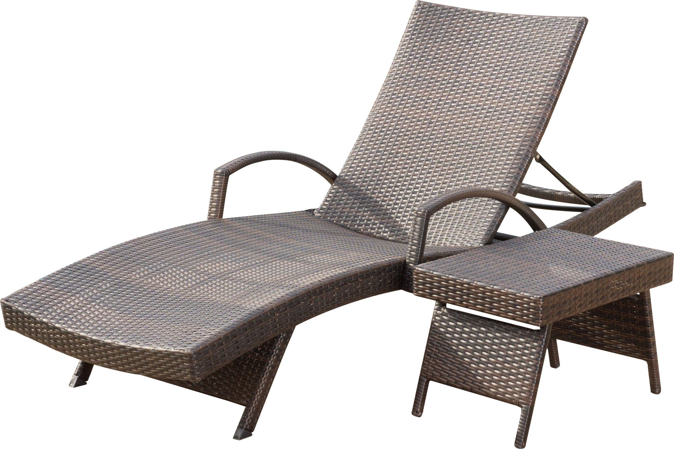 Trendy Outdoor Adjustable Reclining Wicker Chaise Lounges Intended For Rebello Adjustable Wicker Reclining Chaise Lounge With Table (View 6 of 25)