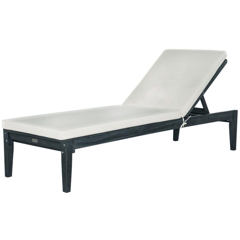 Trendy Safavieh Montclair Dark Slate Gray Adjustable Wood Outdoor Intended For Envisage Chaise Outdoor Patio Wicker Rattan Lounge Chairs (View 18 of 25)