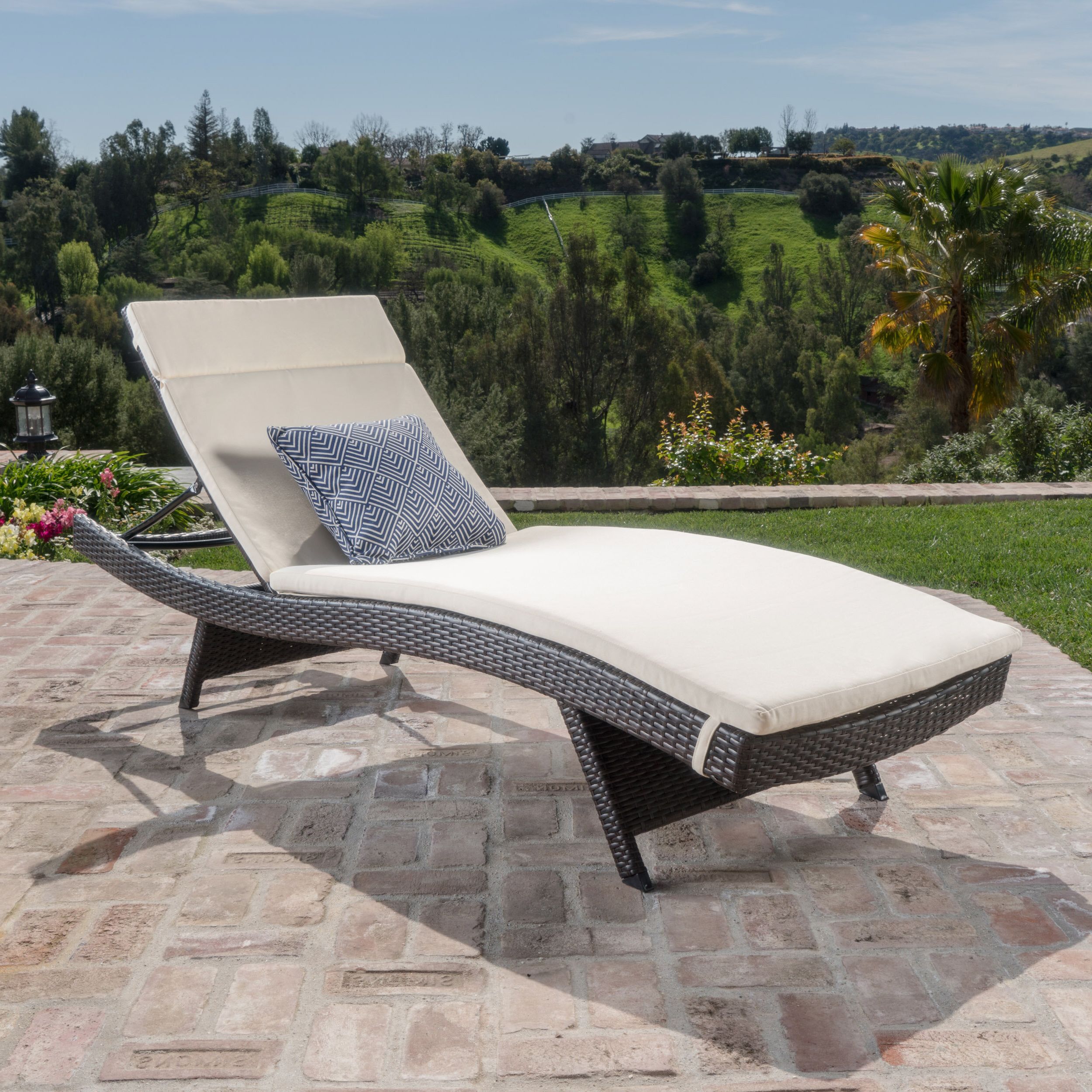 Ullman Adjustable Chaise Lounge With Beige Cushions For Current Wicker Adjustable Chaise Loungers With Cushion (View 13 of 25)