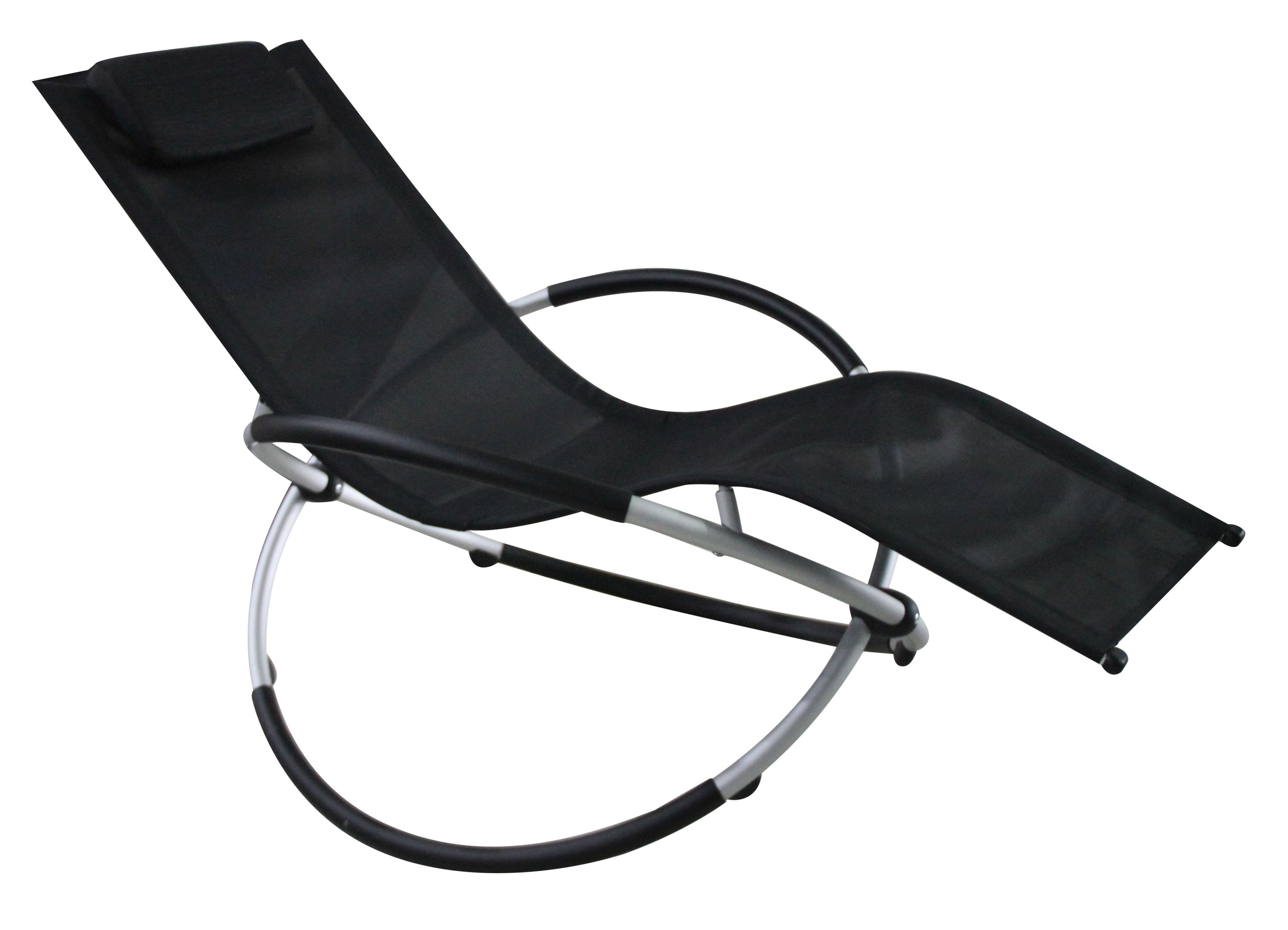Vanilla Outdoor Orbit Rocking Lounge Chair Set/2 Black With Most Current Orbital Patio Lounger Rocking Chairs (View 16 of 25)