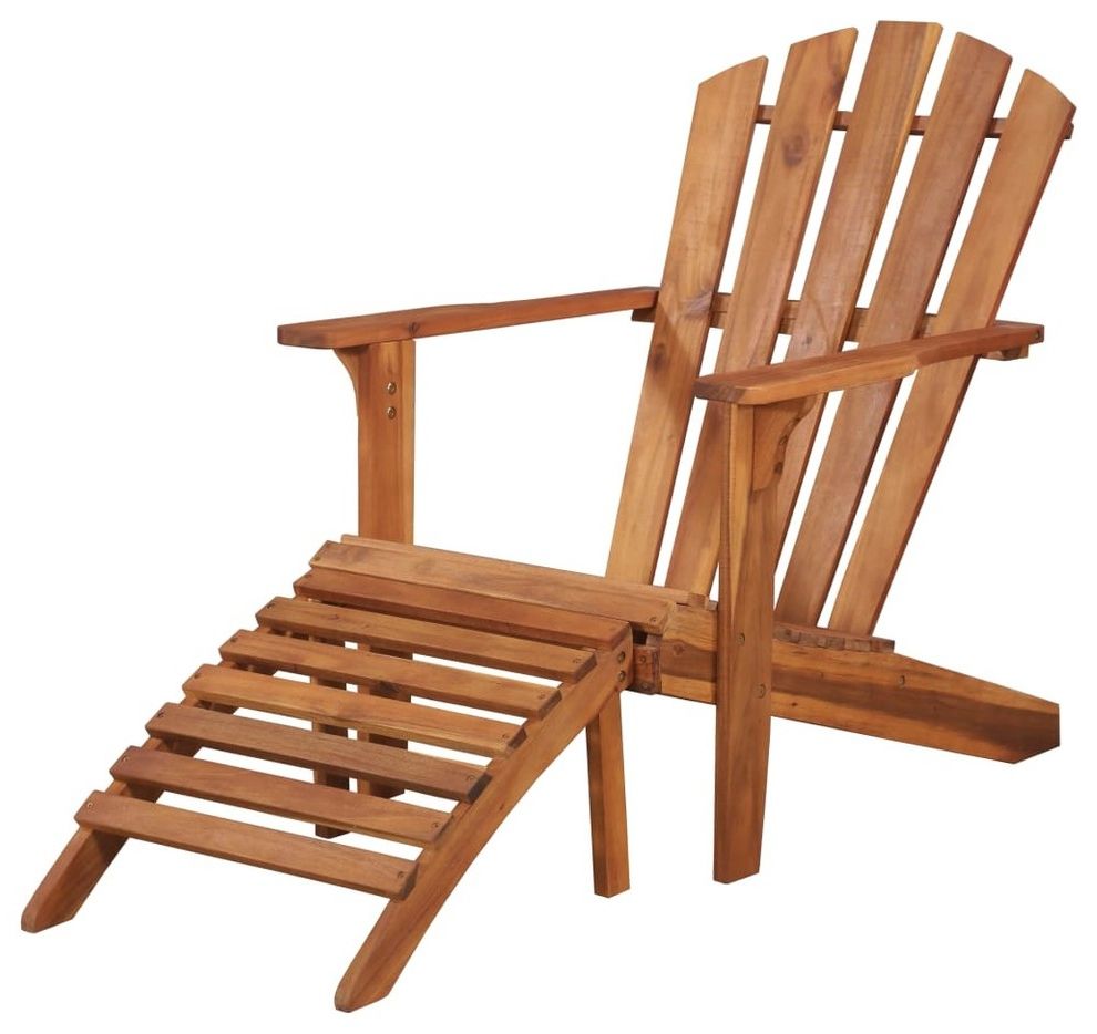 Vidaxl Solid Acacia Wood Garden Adirondack Chair With Footrest Furniture In 2019 Adirondack Chairs With Footrest (View 24 of 25)