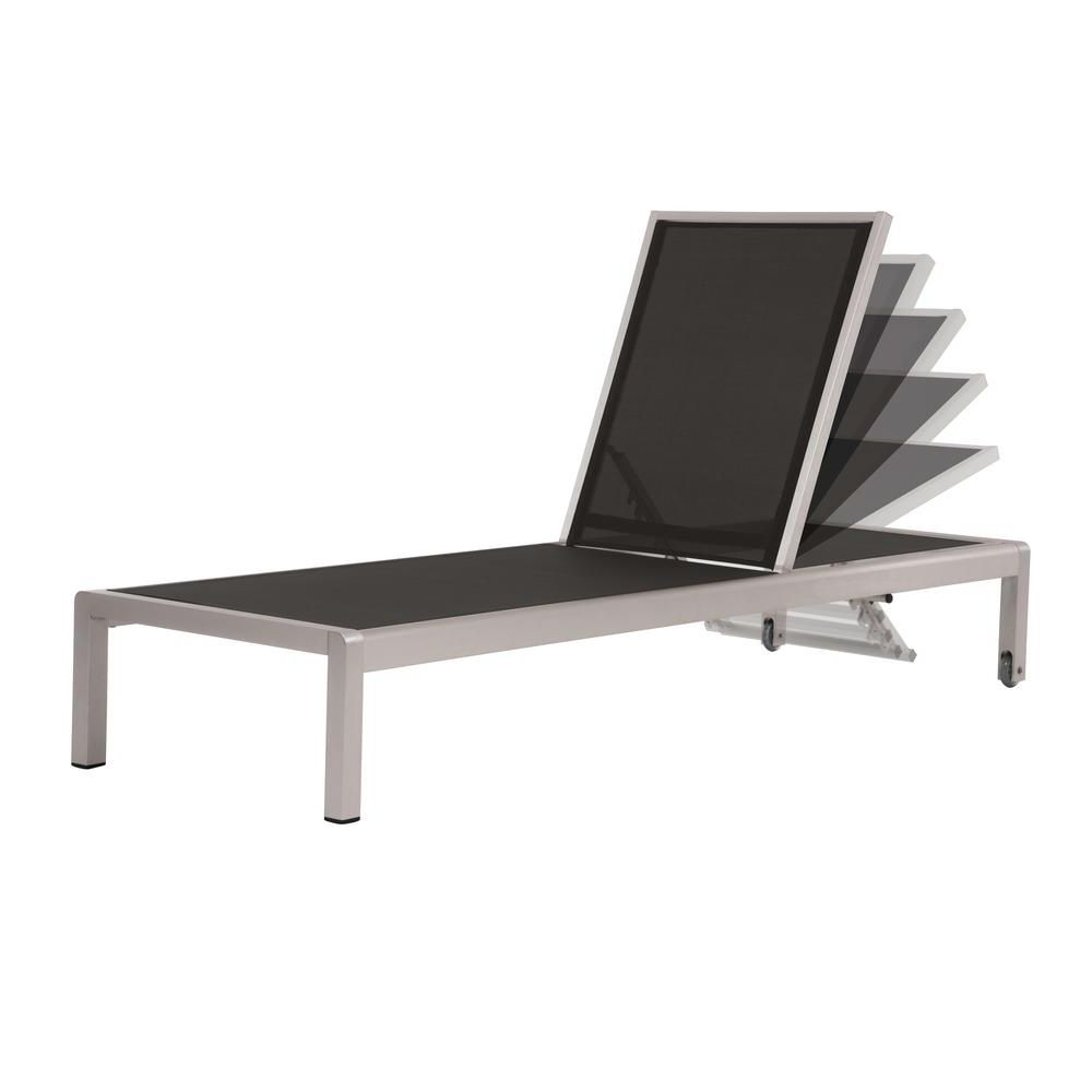 Vivere Brushed Aluminum Sling Outdoor Chaise Lounge In Grey In Fashionable Shore Aluminum Outdoor Chaise Lounges (View 24 of 25)