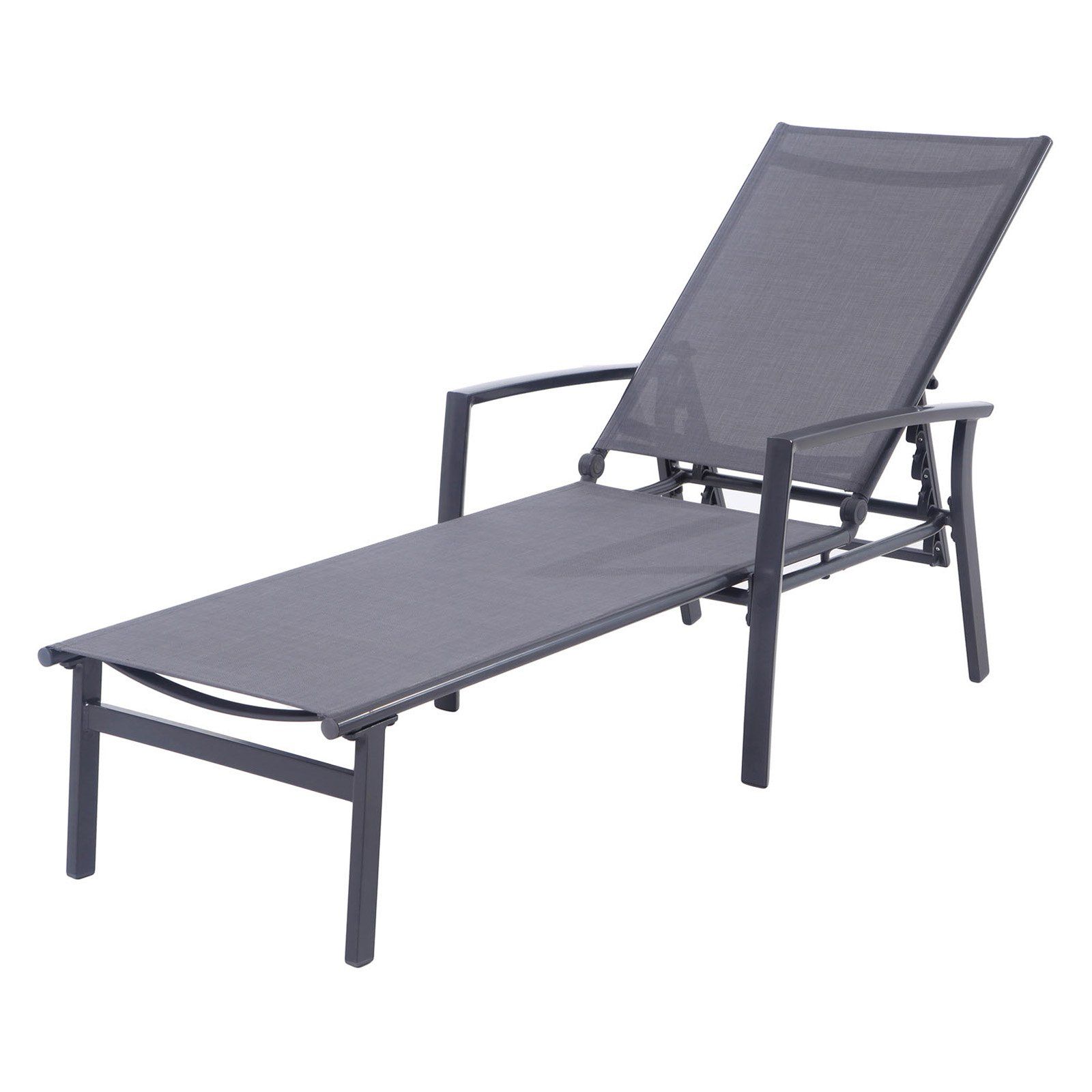 Well Known Outdoor Cambridge Nova Sling Adjustable Chaise Lounge Gray In Hanover Halsted Padded Chaises (View 18 of 25)