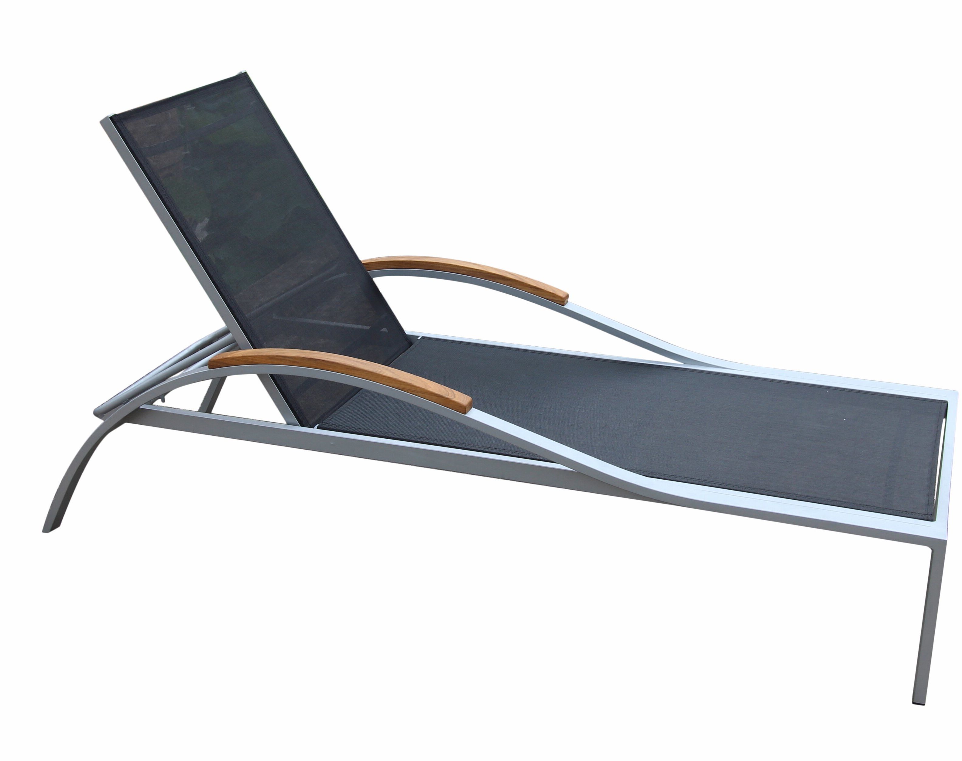 Well Known Reclining Sling Lounge Chairs Intended For Dascomb Reclining Teak Chaise Lounge With Table (View 17 of 25)