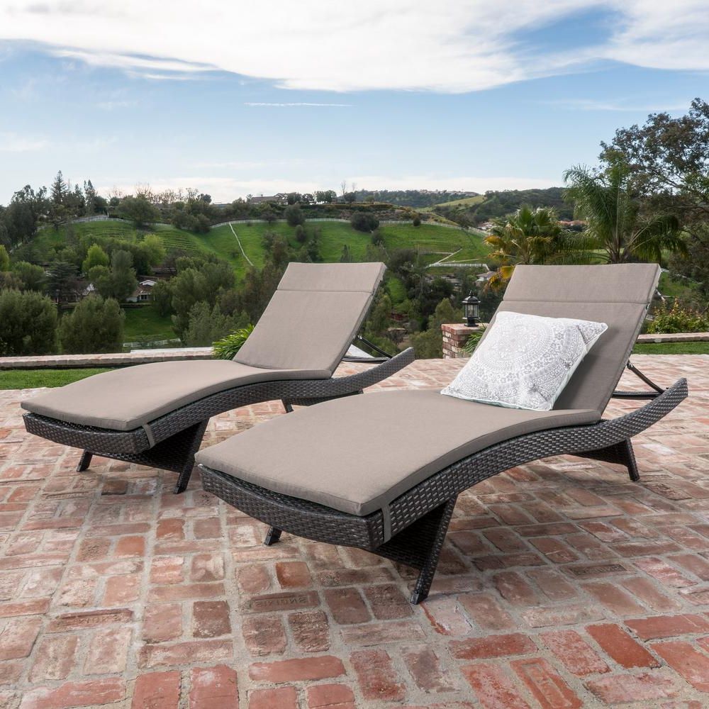 Wicker Adjustable Chaise Loungers With Cushion For 2020 Salem Grey 4 Piece Wicker Outdoor Chaise Lounge With Charcoal Cushions (View 16 of 25)