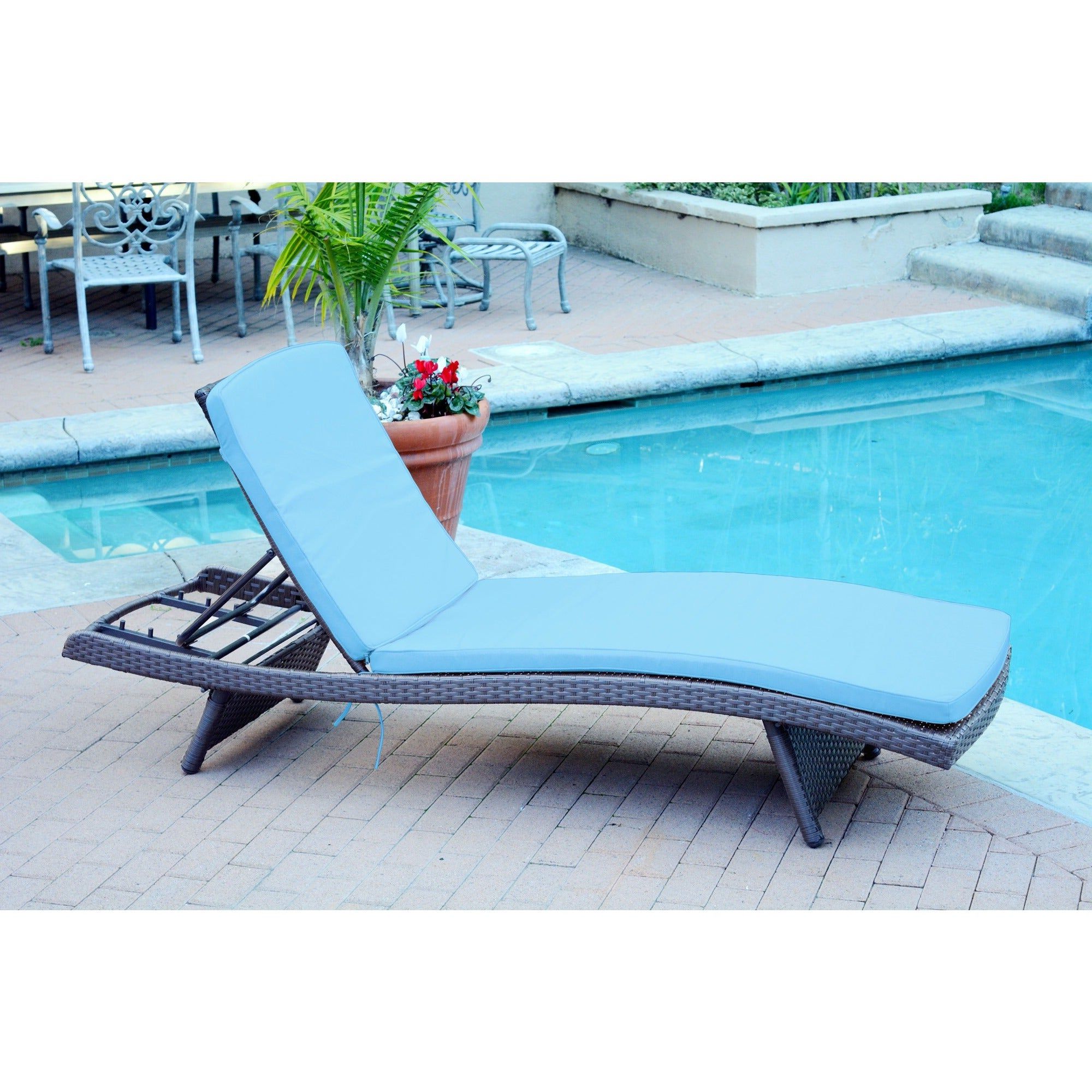 Wicker Adjustable Chaise Loungers With Cushion In Most Recently Released Wicker Adjustable Chaise Lounger With Cushion – Set Of  (View 1 of 25)