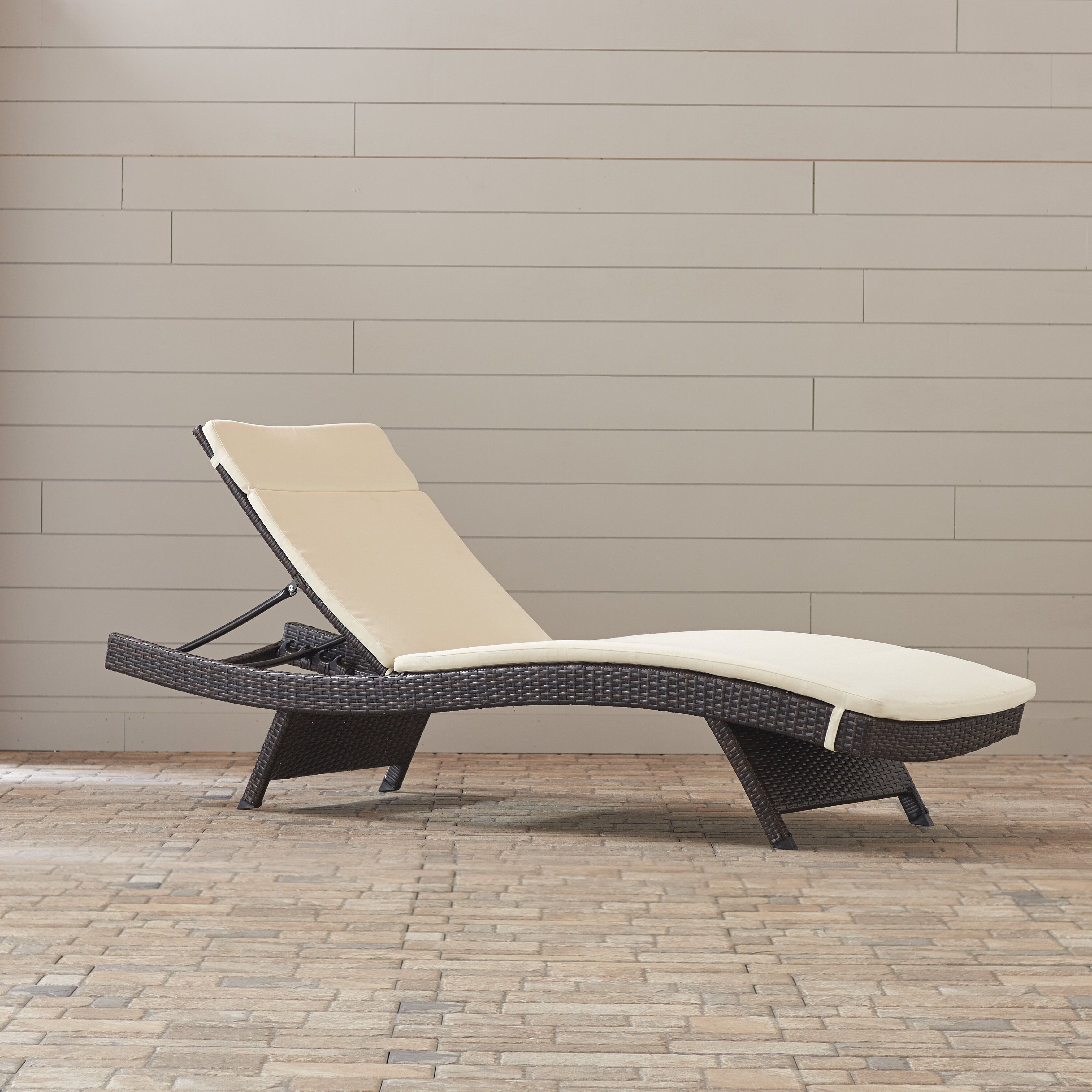 Wicker Adjustable Chaise Loungers With Cushion Inside Latest Garry Wicker Reclining Chaise Lounge With Cushion (View 8 of 25)
