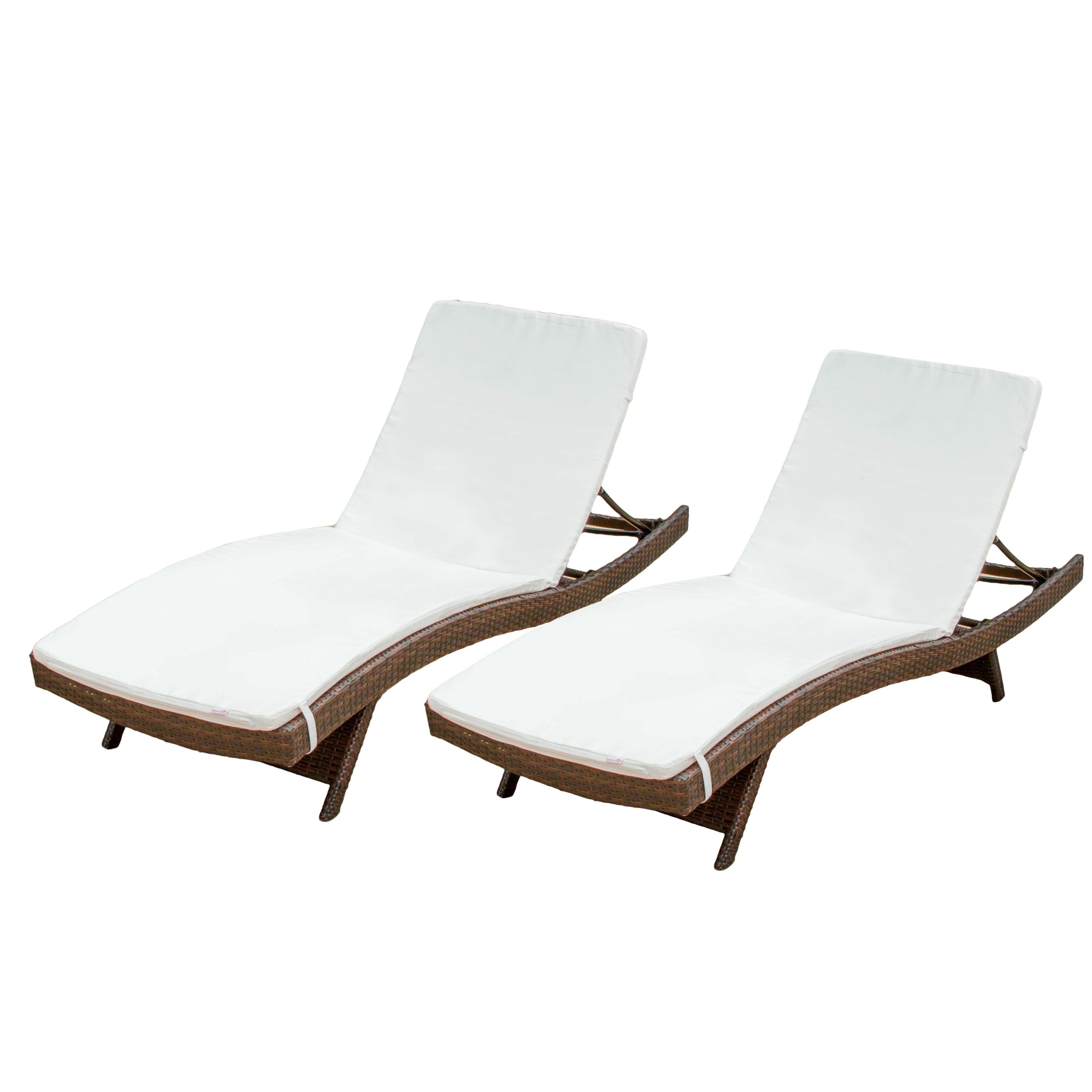 Wicker Adjustable Chaise Loungers With Cushion Throughout 2020 Outdoor Brown Wicker Adjustable Chaise Lounge With Cushions (set Of 2) (View 7 of 25)