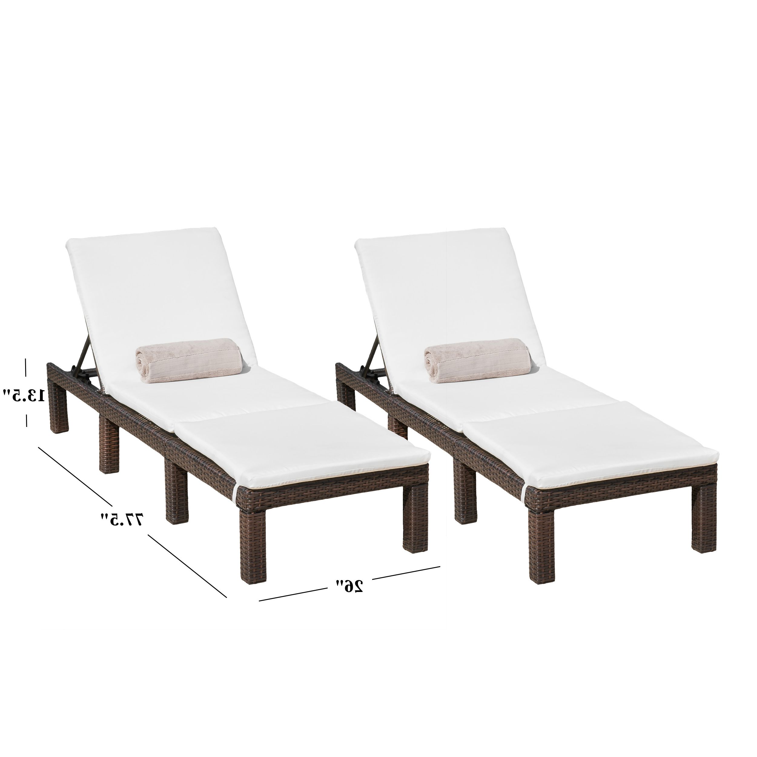 Wicker Adjustable Chaise Loungers With Cushion Throughout Well Known Aspen Outdoor Wicker Adjustable Chaise Lounges With Cushions (set Of 2) (View 9 of 25)