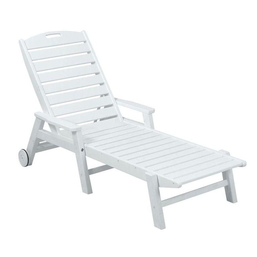 Widely Used Polywood Nautical White Wheeled Plastic Outdoor Patio Chaise Lounge Regarding Amazonia Pacific 3 Piece Wheel Lounger Sets With White Cushions (View 25 of 25)
