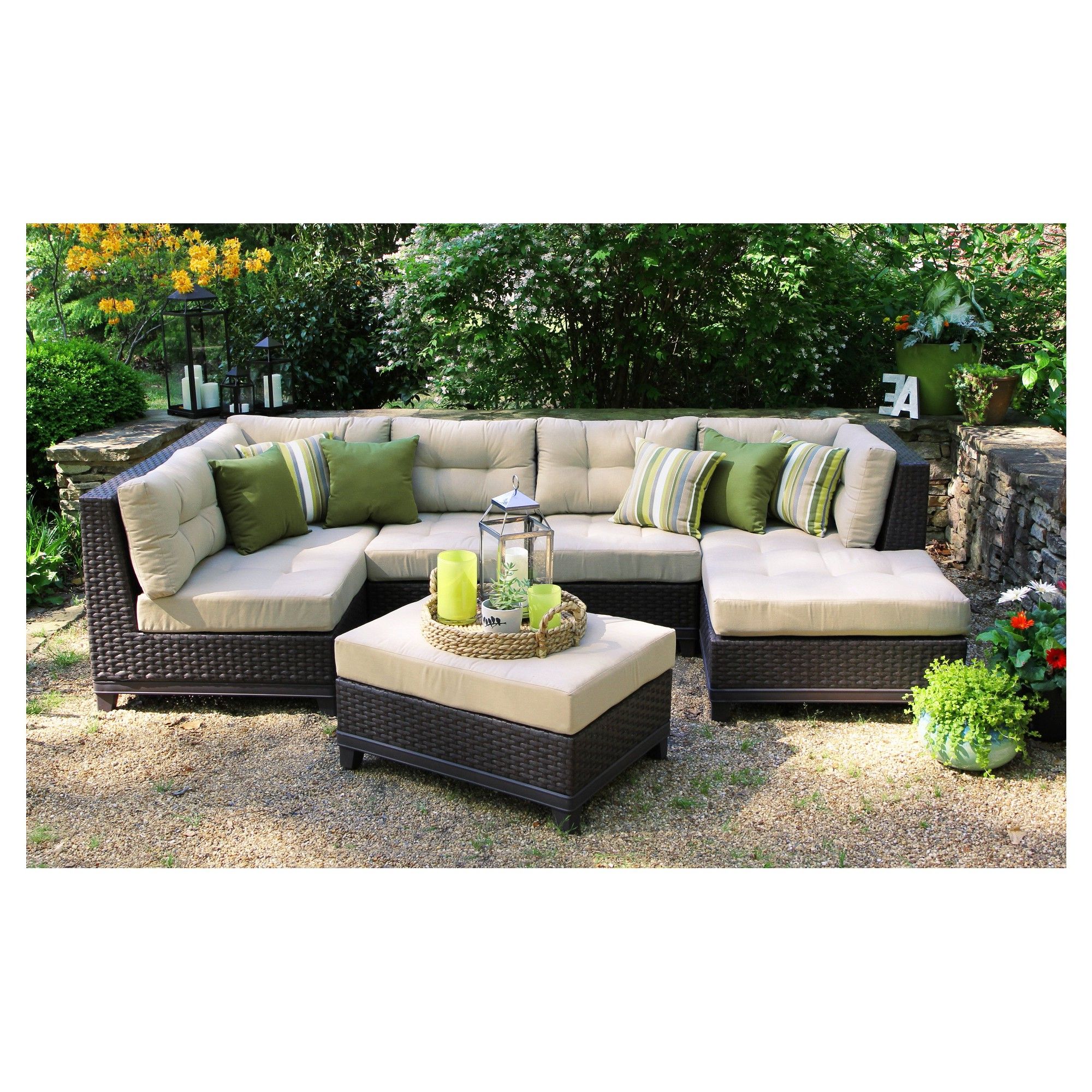 4 Piece Sierra Sunbrella Seating Group Intended For Widely Used Hillborough 4 Piece Sectional With Sunbrella Fabric Spectrum (View 1 of 25)