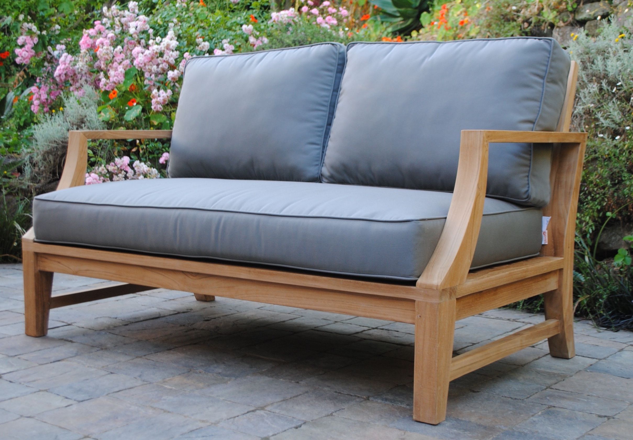Capitola Loveseat With Sunbrella Cushions – Paradise Teak Throughout Preferred Loveseats With Sunbrella Cushions (View 18 of 25)