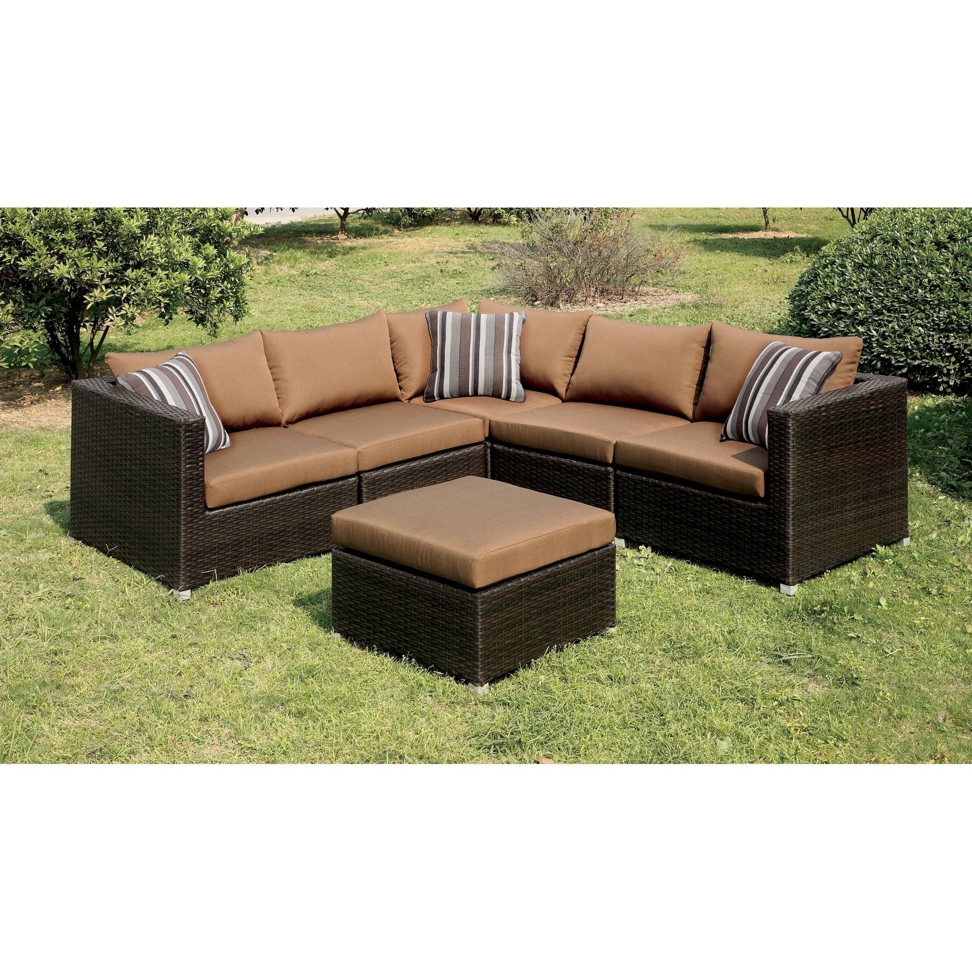 Furniture Of America Baca Patio Sectional And Ottoman Set, Ivory In Most Up To Date Baca Patio Sofas With Cushions (View 19 of 25)
