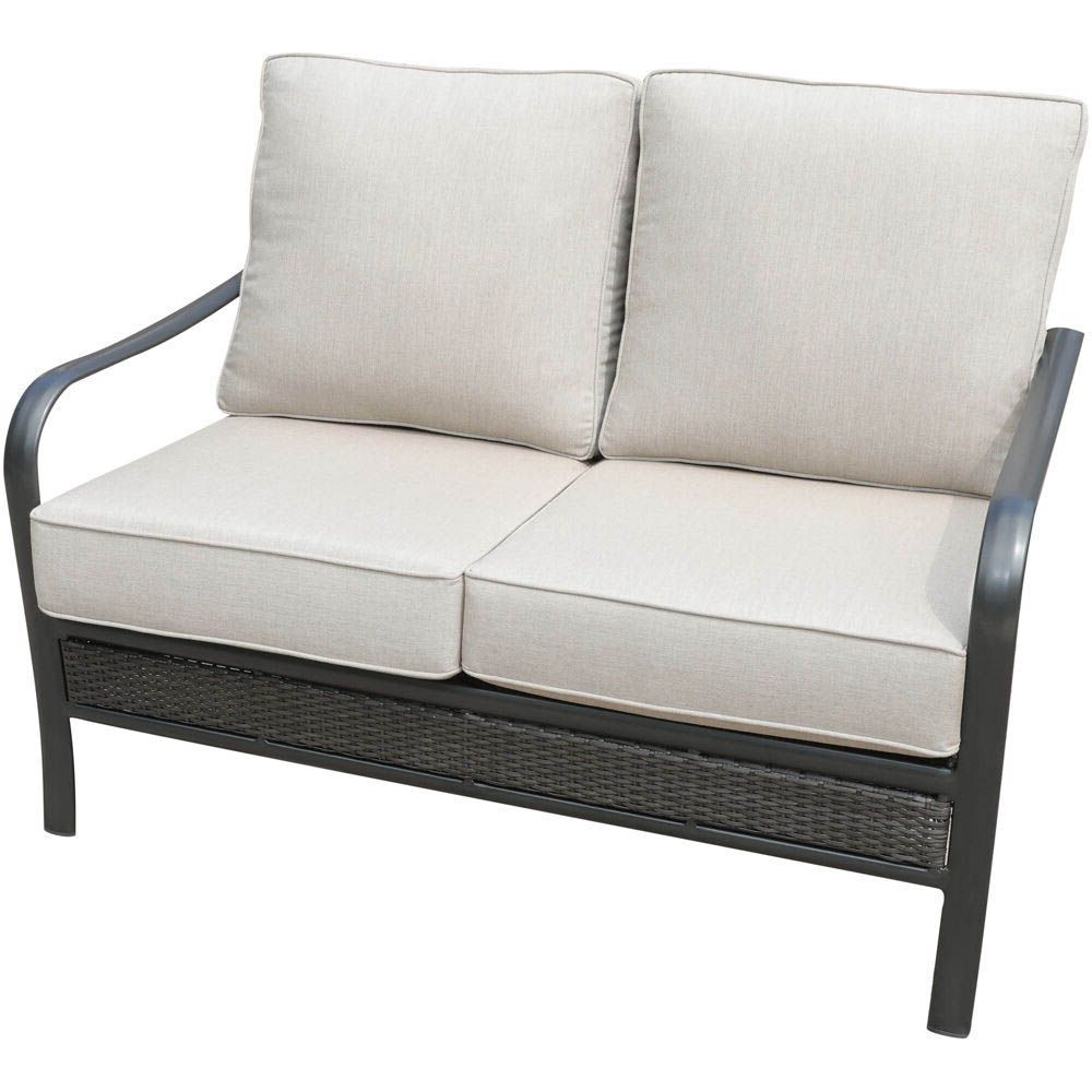 Latest Loveseats With Sunbrella Cushions Intended For Oakmont Commercial Grade Aluminum/woven Loveseat With Plush Sunbrella  Cushions, Oaklvst Ash (View 14 of 25)