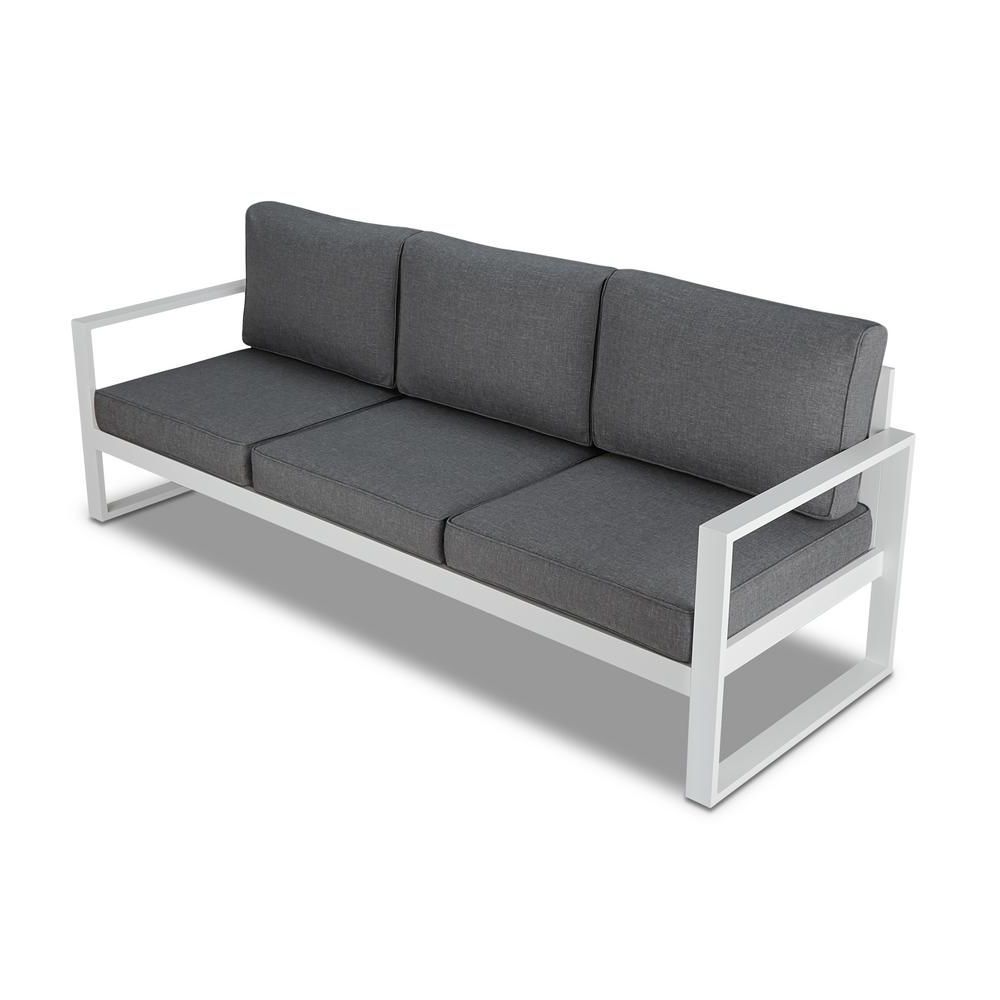 Lobdell Patio Sofas With Cushions Inside Latest Real Flame Baltic White Aluminum Outdoor Sofa With Gray (View 15 of 25)