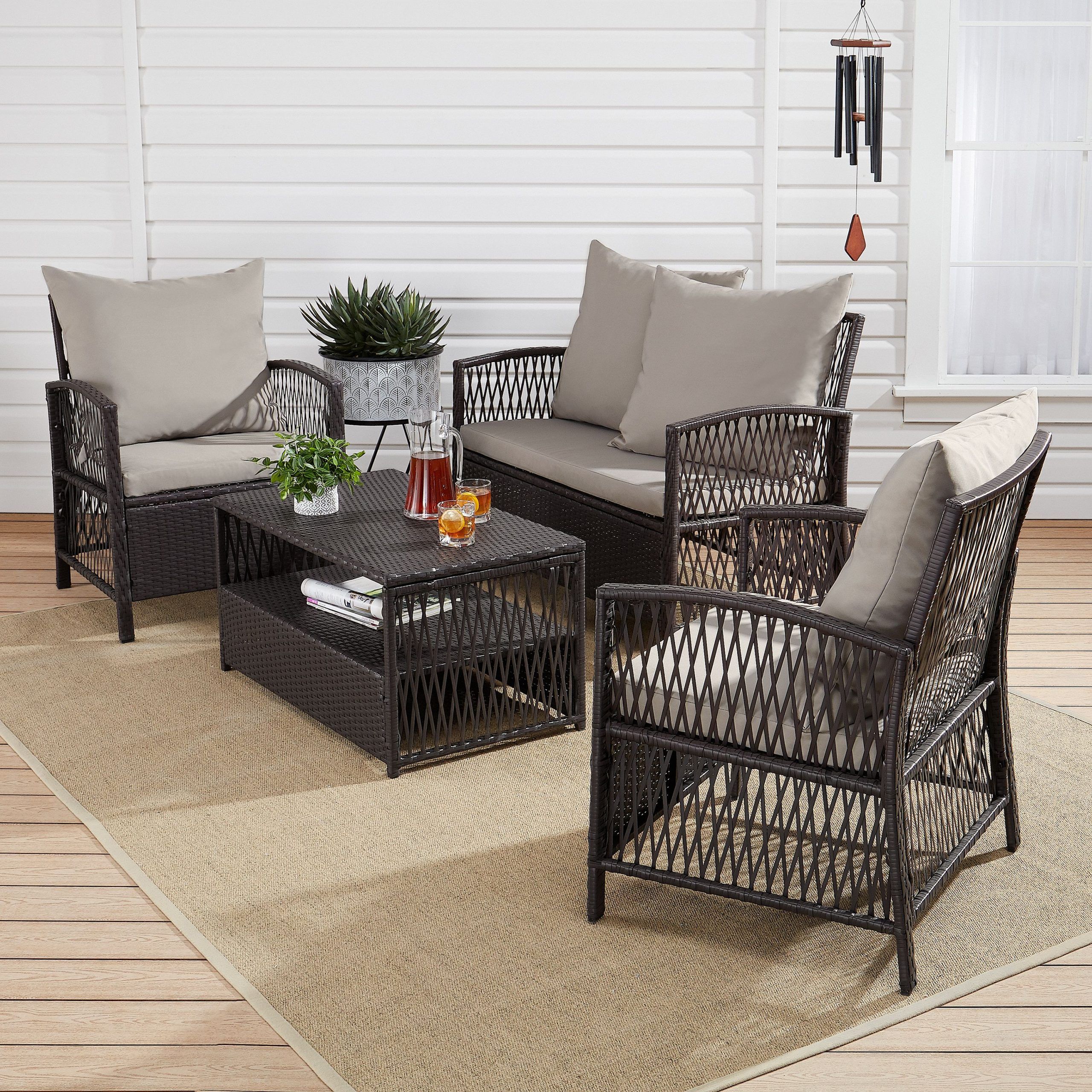 Most Current 4 Piece Sierra Sunbrella Seating Group With $ (View 2 of 25)