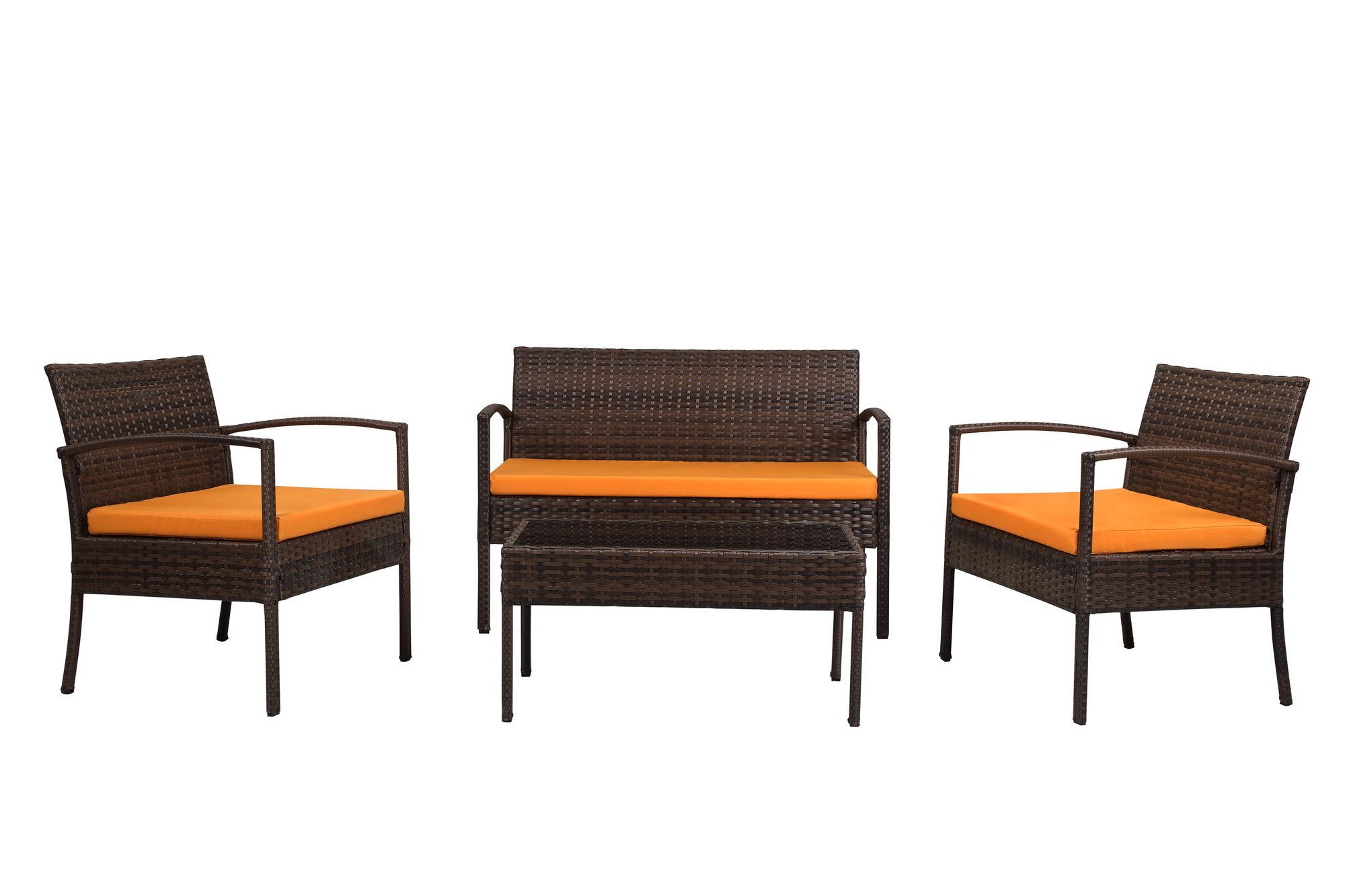 O'kean Teak Patio Sofas With Cushions Inside Well Known 4 Piece Wicker Seating Group With Cushions (View 13 of 25)