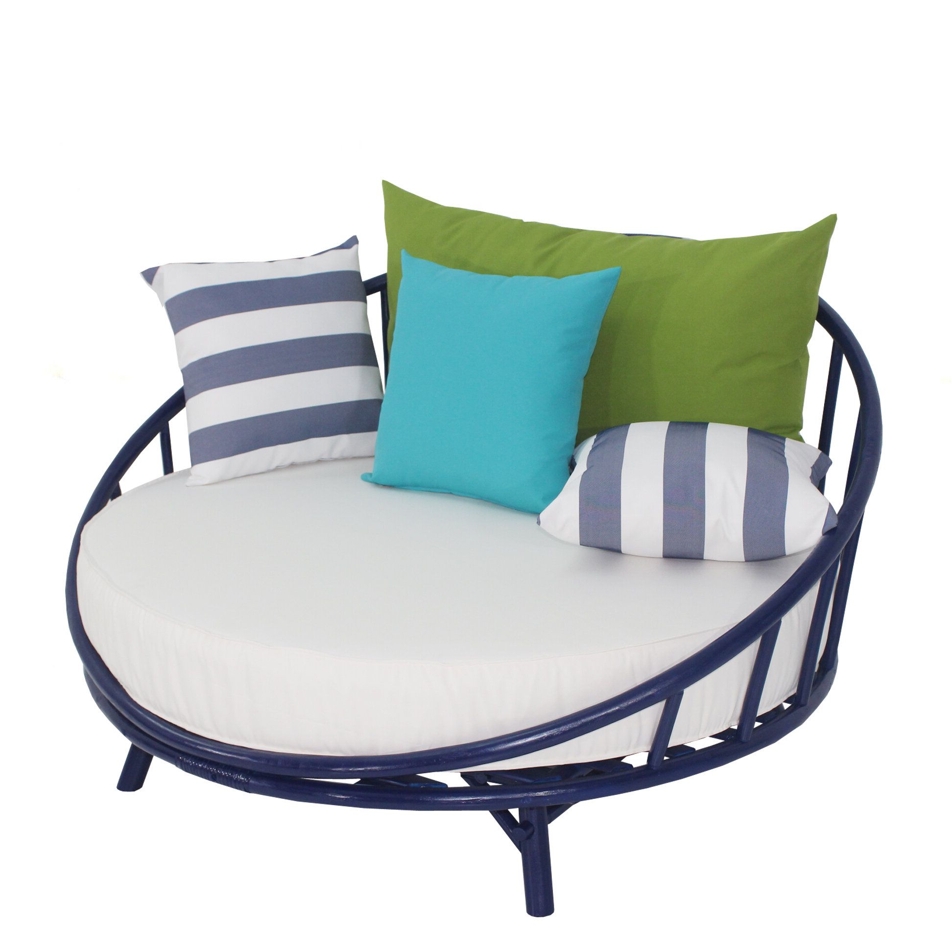 Olu Bamboo Large Round Patio Daybed With Cushions Regarding Favorite Naperville Patio Daybeds With Cushion (View 6 of 25)
