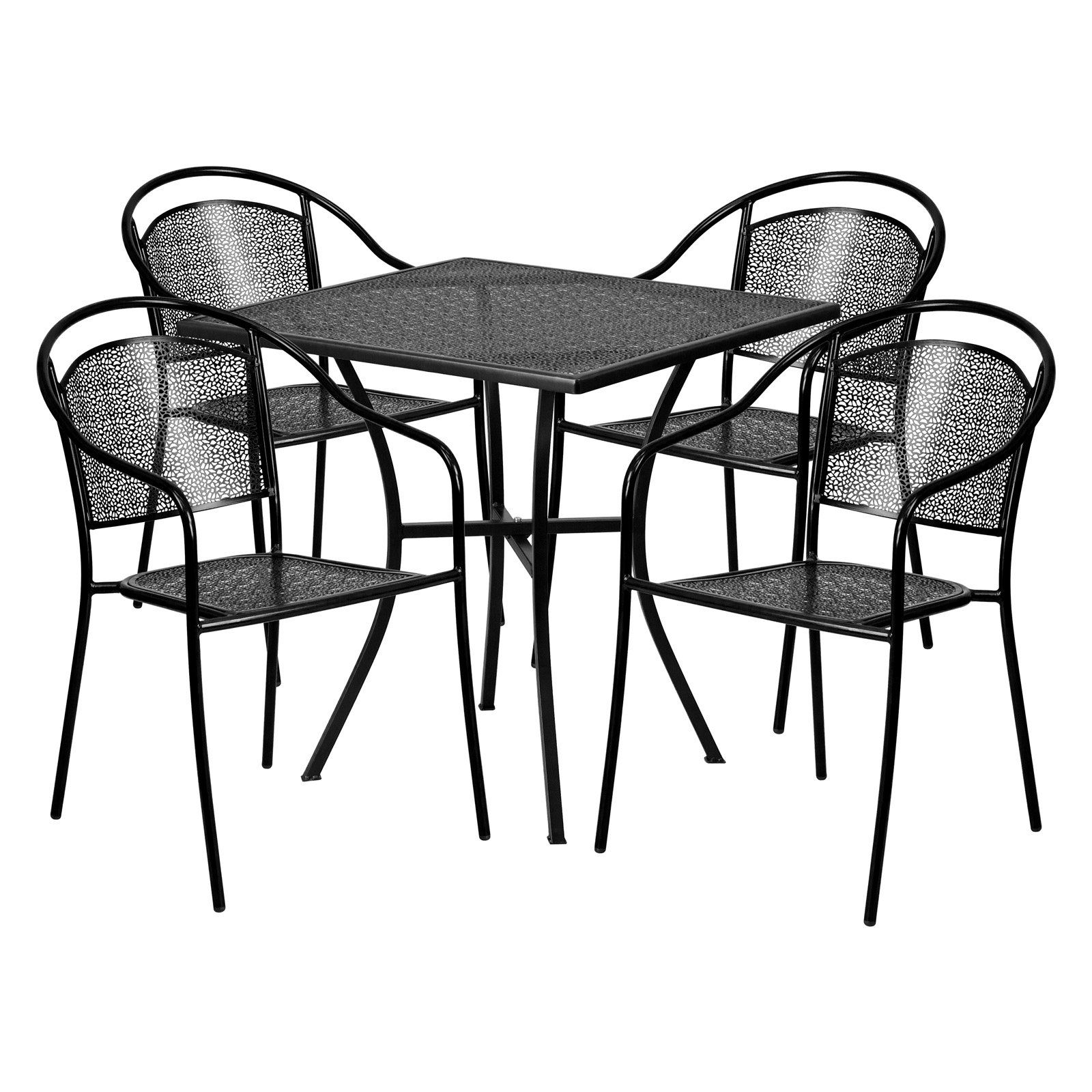 Outdoor Flash Furniture Steel Square Patio Dining Set With Throughout Most Recently Released Letona Patio Sectionals With Cushions (View 19 of 25)