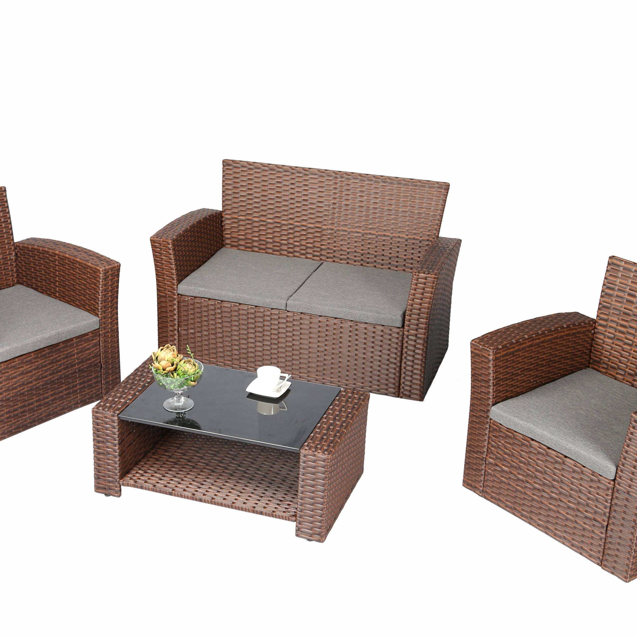 Patmos 4 Piece Sofa Set With Cushions For Most Current Dayse Loveseats With Cushion (View 21 of 25)