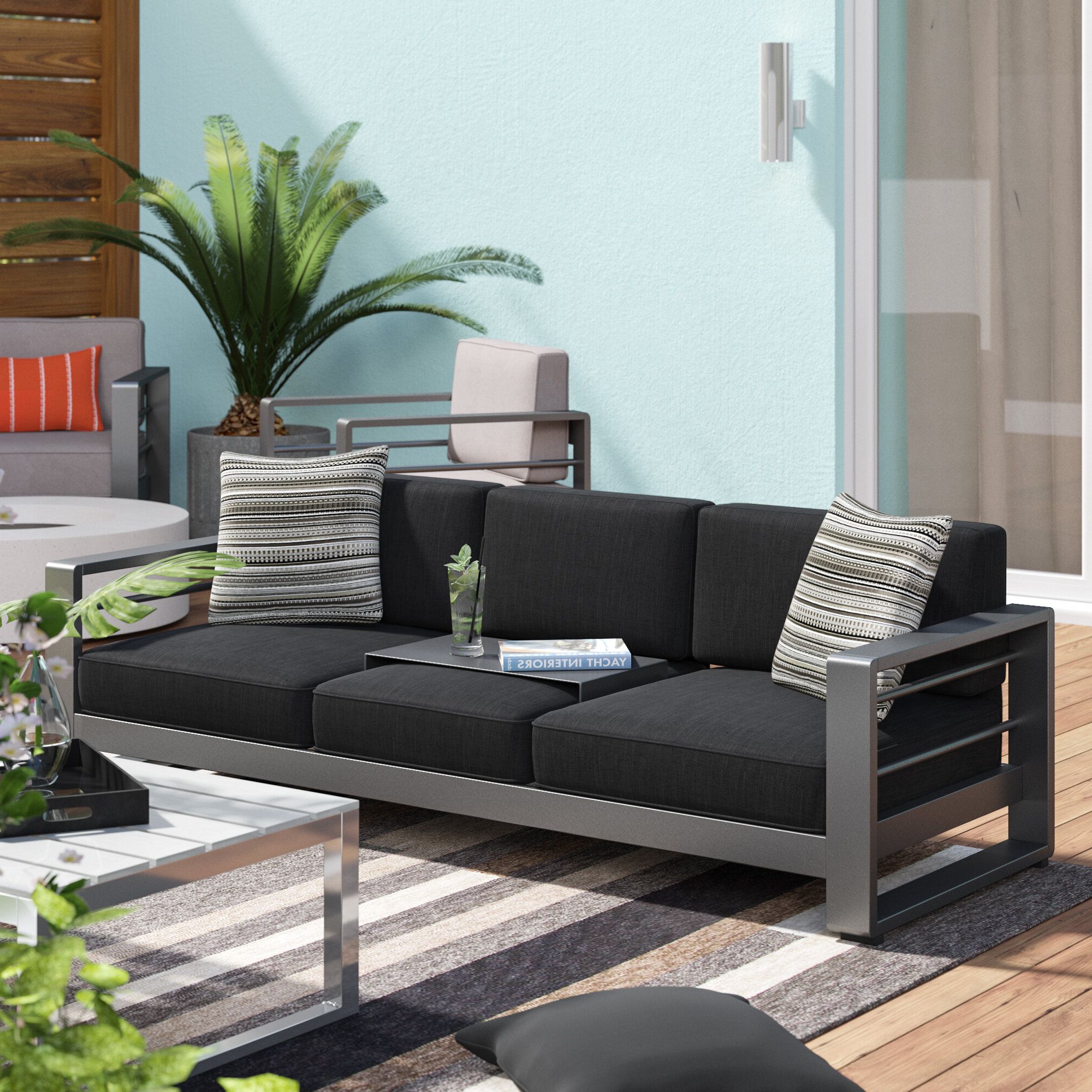 Recent Royalston Patio Sofa With Cushions With Lobdell Patio Sofas With Cushions (View 24 of 25)