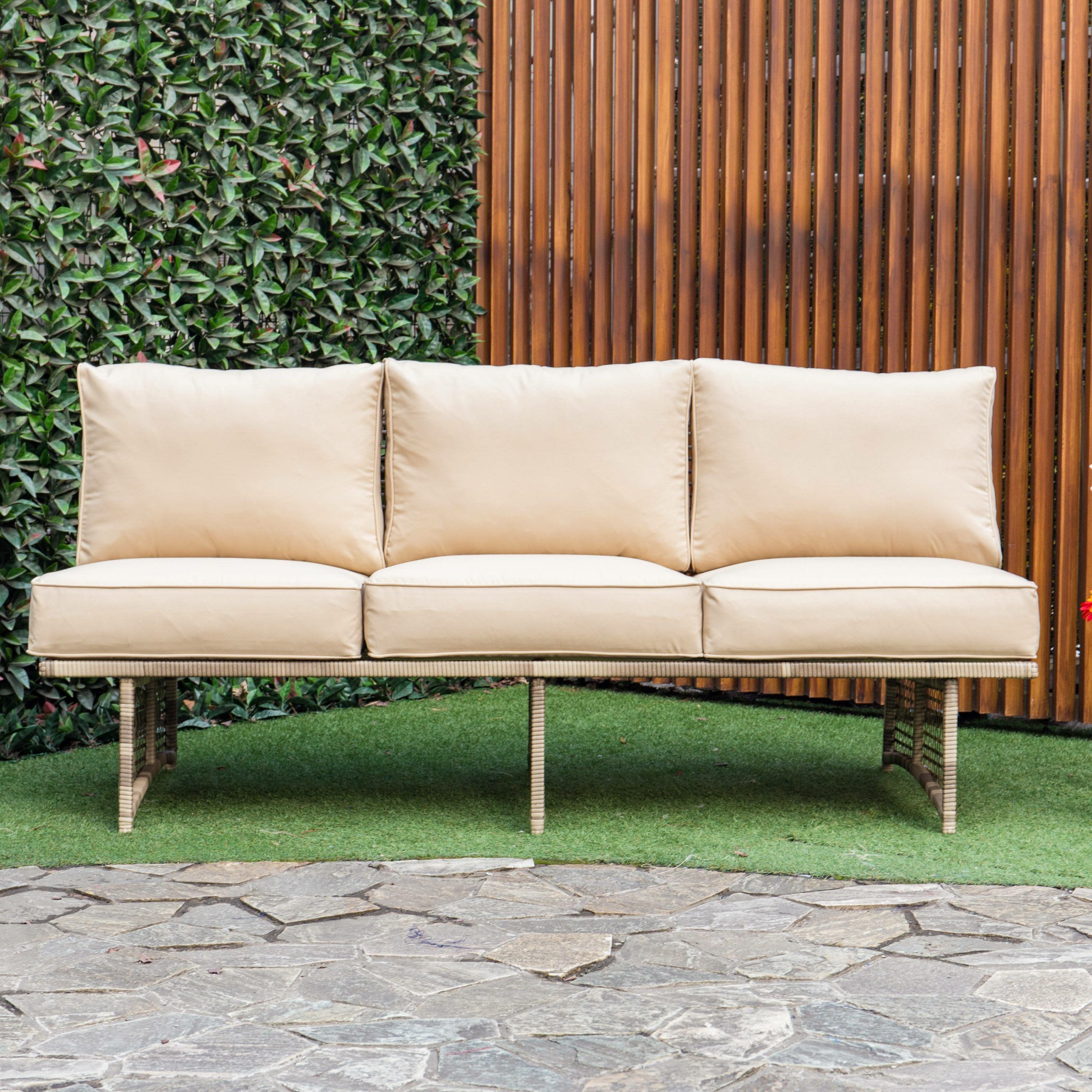 Well Known Dakota Outdoor Rattan Patio Sofa With Cushions Inside Lobdell Patio Sofas With Cushions (View 9 of 25)
