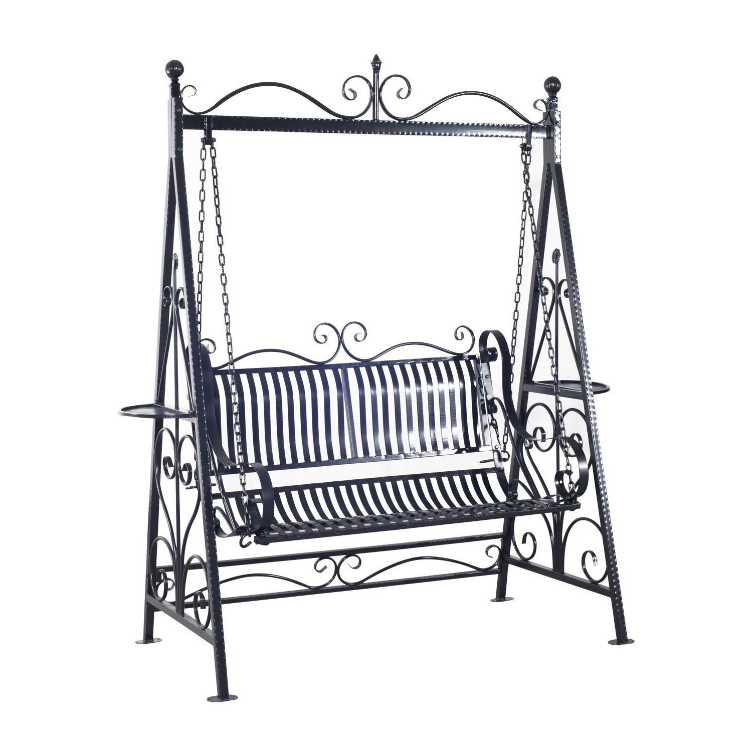 1 Person Antique Black Iron Outdoor Swings Throughout Most Up To Date Outsunny Garden Metal Swing Chair Outdoor Patio Hammock (View 1 of 25)