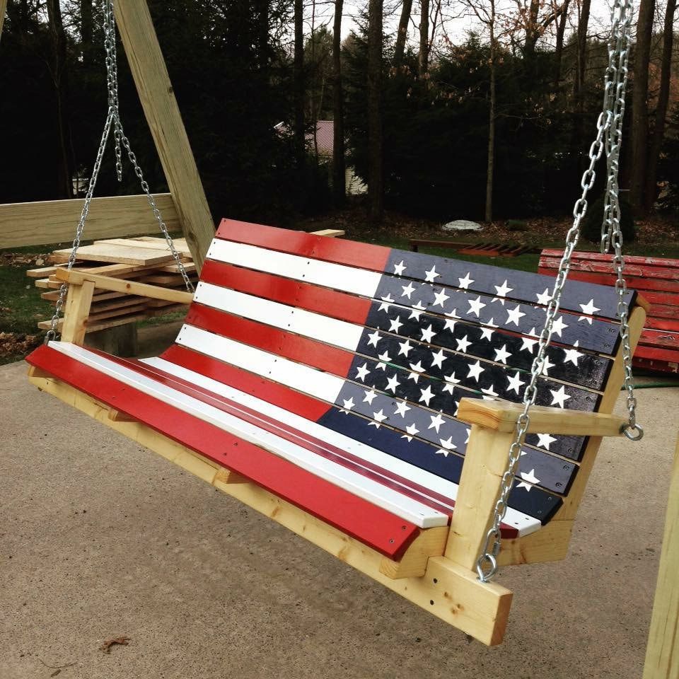2020 American Flag Porch Swings Pertaining To Flag & Custom Swings – Davis Porch Swings (View 3 of 25)