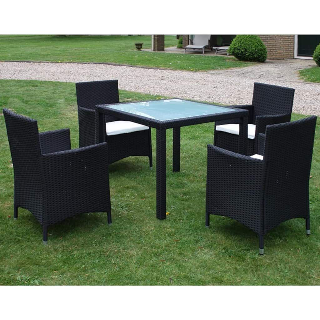 2020 Rattan Garden Swing Chairs Within Details About Black Poly Rattan Garden Furniture Table With 4 Chairs  Outdoor Dining Set Patio (View 22 of 25)