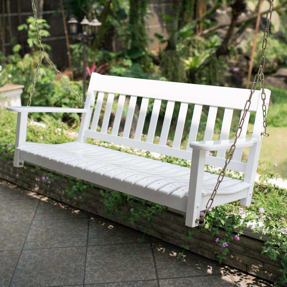 Cambridge Casual Thames White Wood Porch Swing For Most Current Outdoor Porch Swings (View 1 of 25)