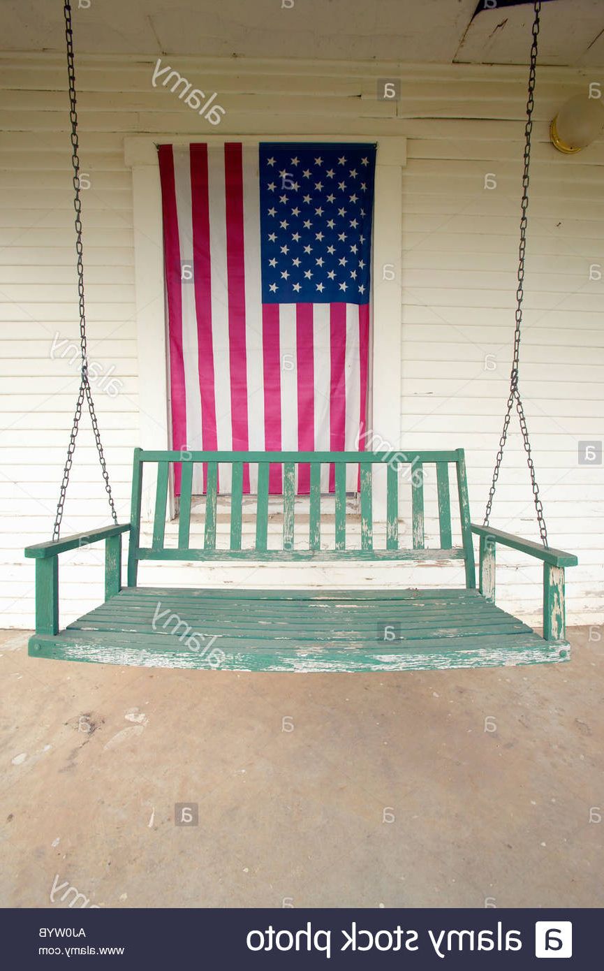 Favorite American Flag Porch Swings For Old Swing On Porch Displaying An American Flag And Patriotic (View 5 of 25)