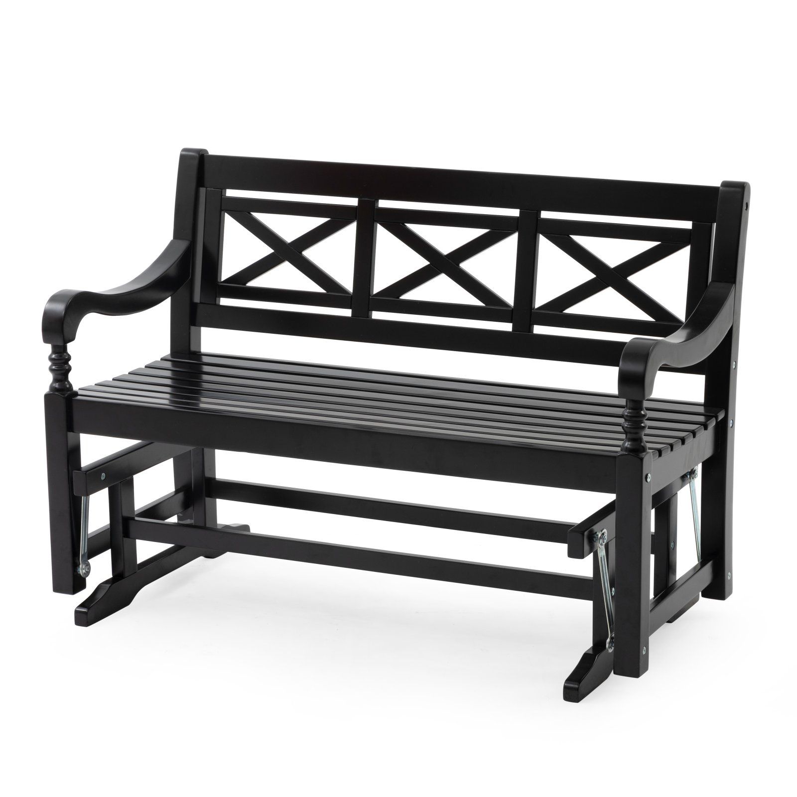 Favorite Black Outdoor Durable Steel Frame Patio Swing Glider Bench Chairs Intended For Belham Living Holland 4 Ft (View 11 of 25)