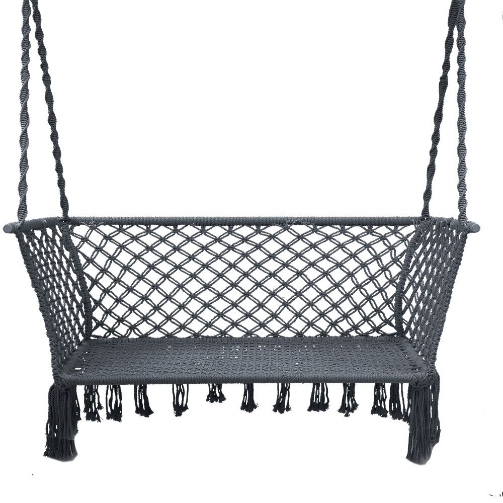Gardeon Camping Hammock Chair Patio 2 Person Swing Hammocks Double Portable  Rope Throughout Most Recently Released 2 Person Gray Steel Outdoor Swings (View 23 of 25)