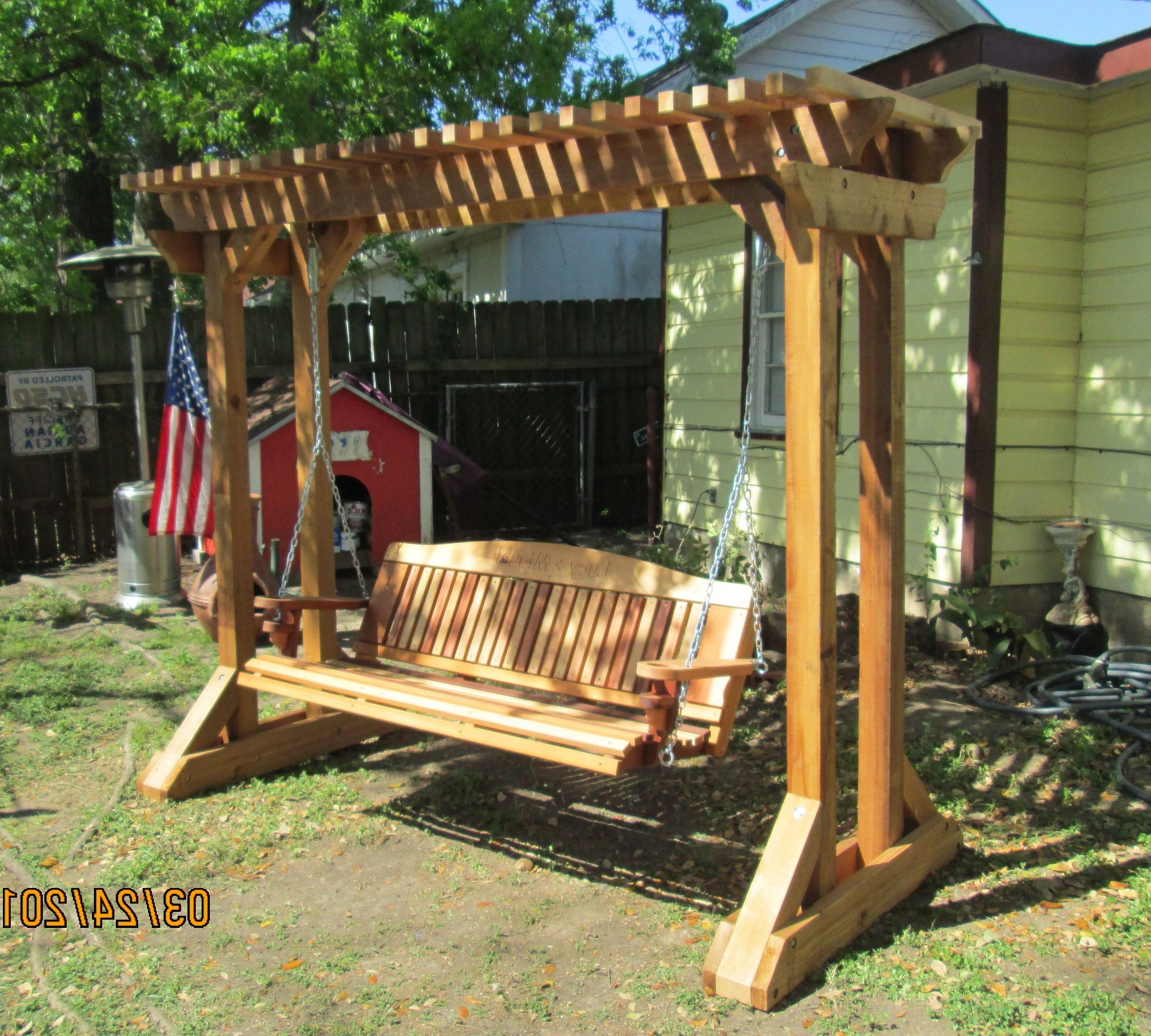 Hand Made Cedar Porch Swings With Regard To Most Current Pergola Porch Swings With Stand (View 1 of 25)
